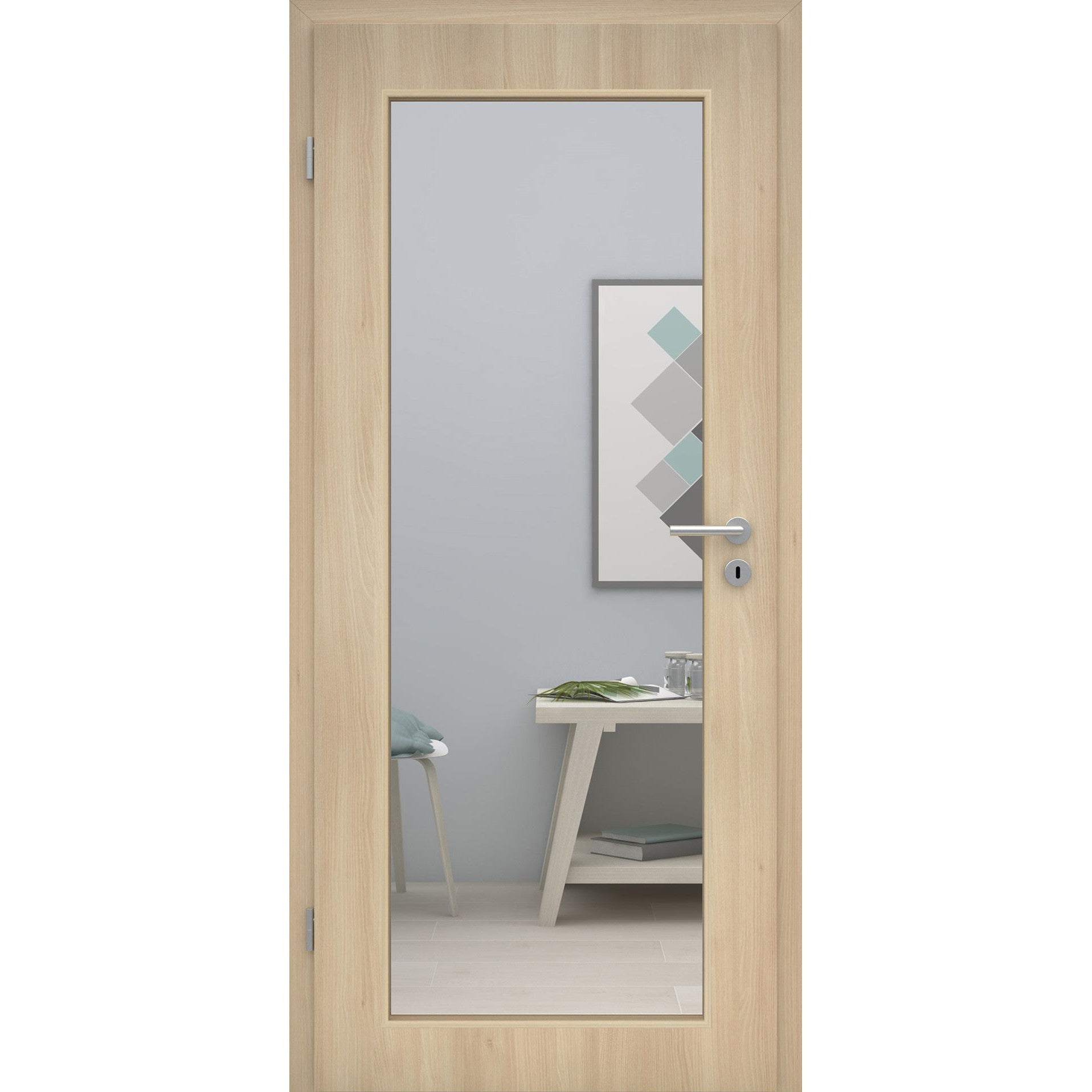 Zimmertür mit Lichtausschnitt LAXL CPL Tradition Akazie Designkante