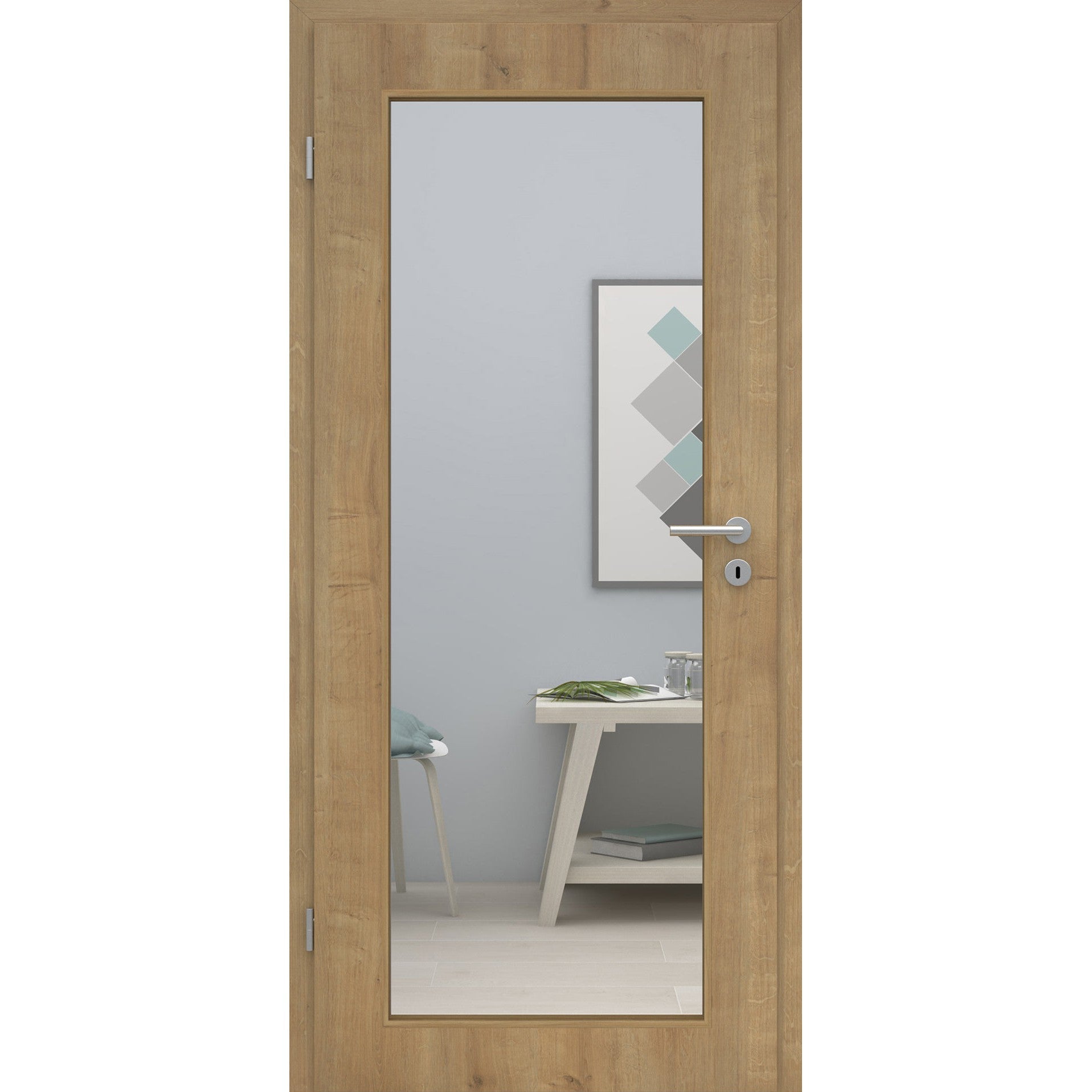 Zimmertür mit Lichtausschnitt LAXL CPL Tradition Astige-Eiche Designkante