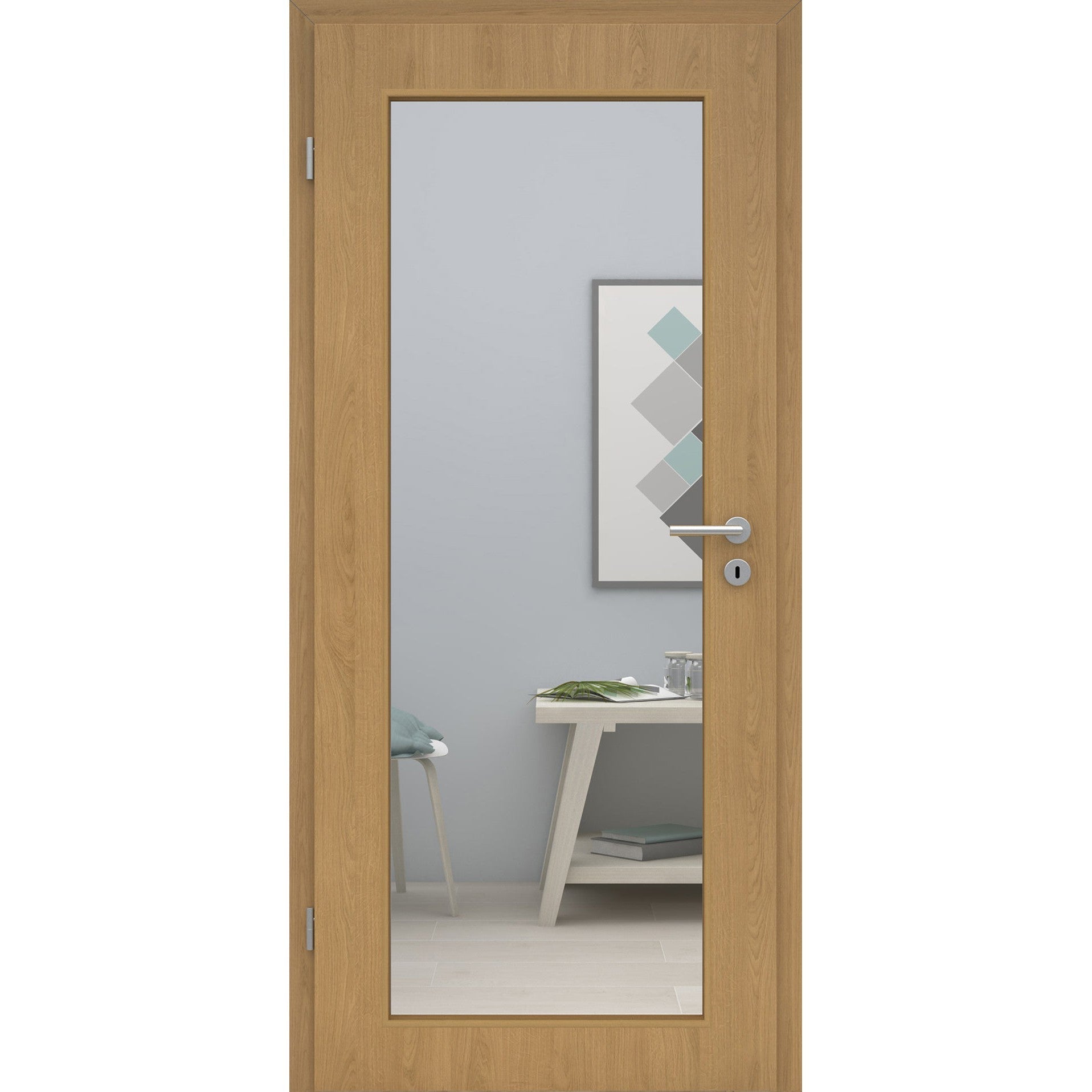 Zimmertür mit Lichtausschnitt LAXL CPL Tradition Natur-Eiche Designkante