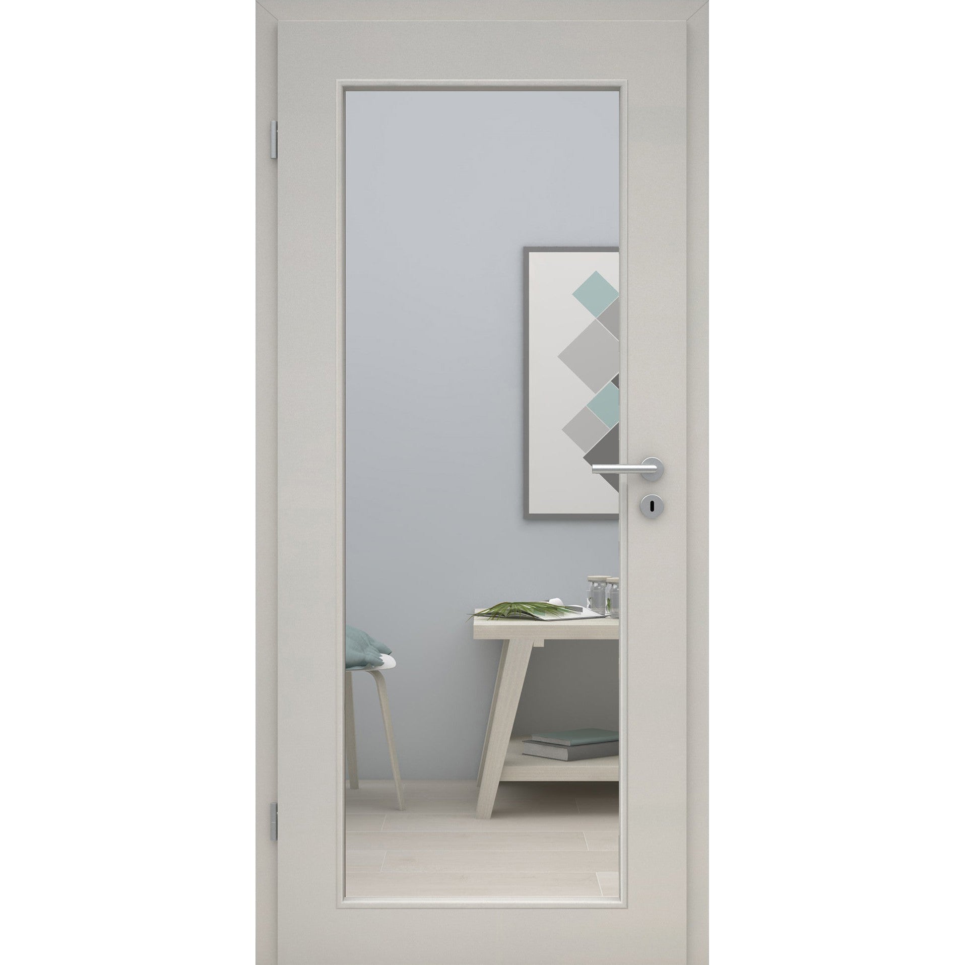 Zimmertür mit Lichtausschnitt LAXL CPL UniPrime Grau Designkante