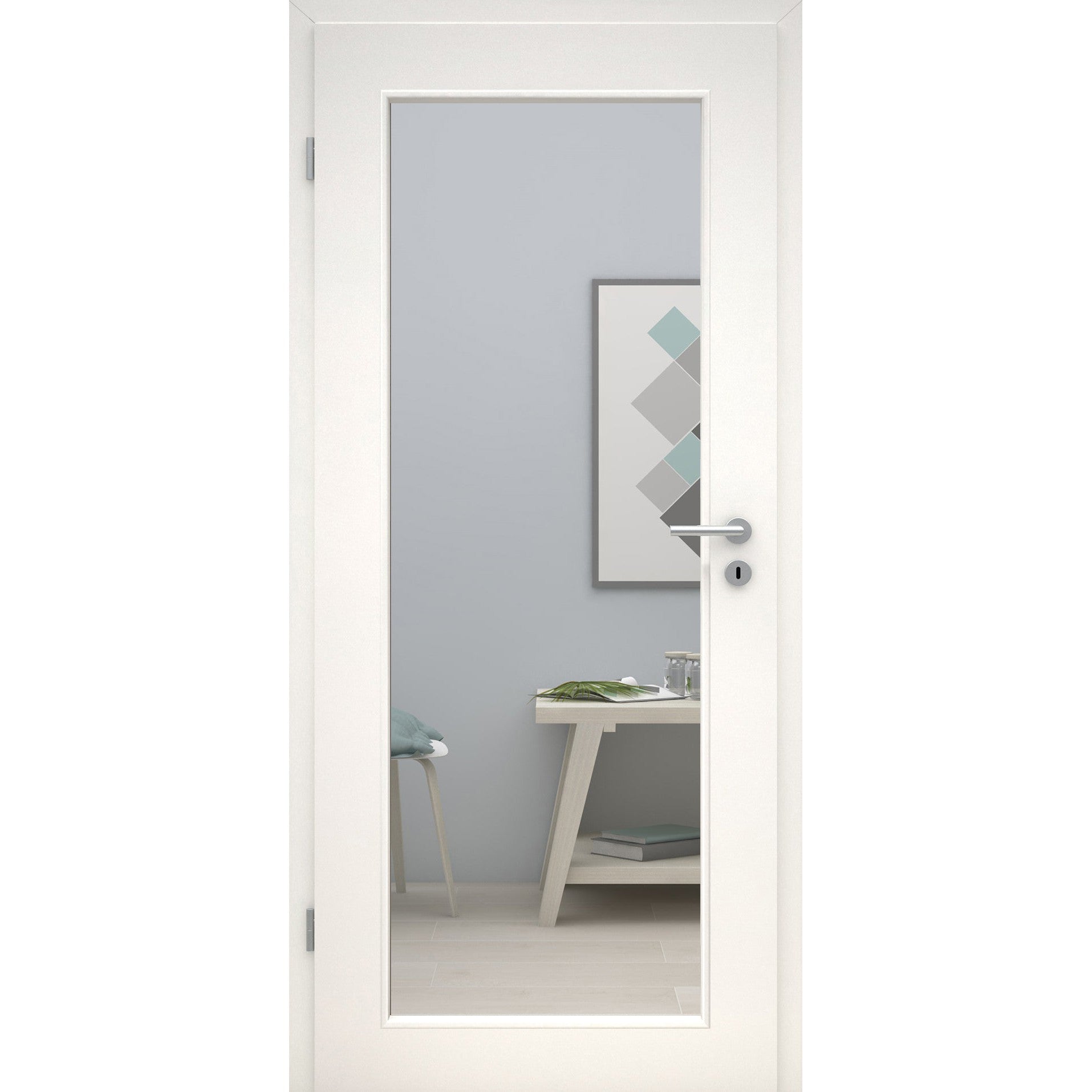 Zimmertür mit Lichtausschnitt LAXL CPL UniPrime Weiß Designkante