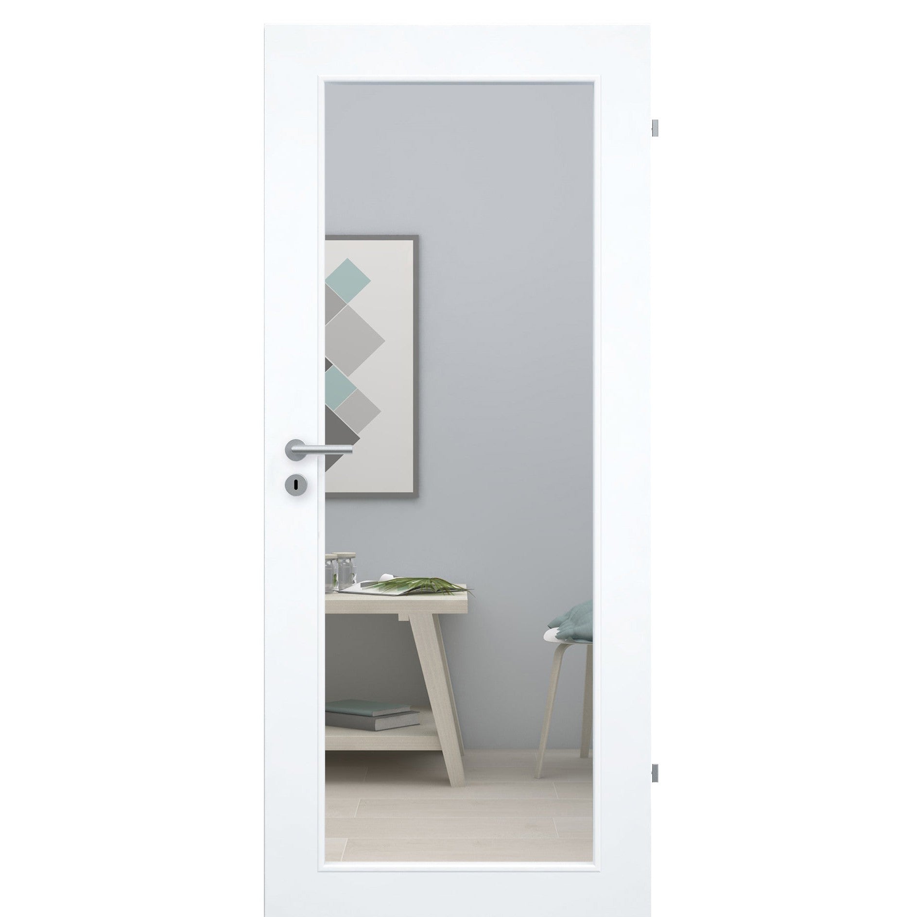 Zimmertür mit Lichtausschnitt LAXL CPL glatt brillant-weiß Designkante