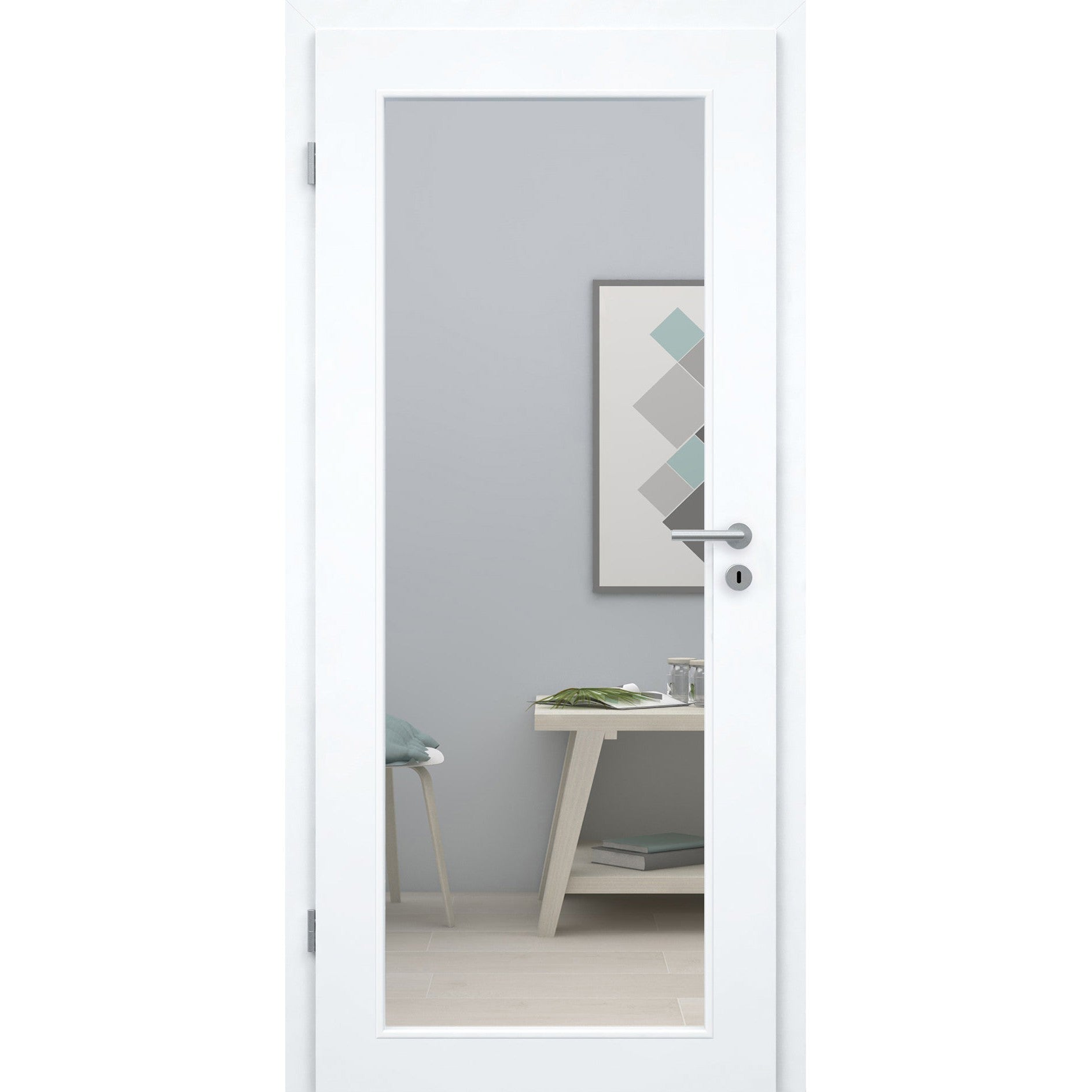 Zimmertür mit Lichtausschnitt LAXL CPL glatt brillant-weiß Designkante
