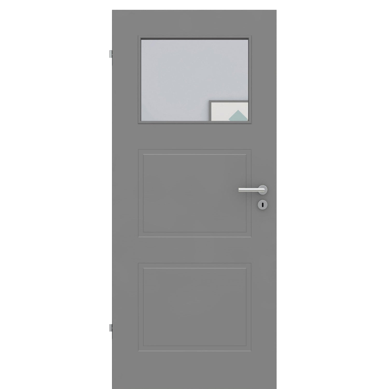 Zimmertür mit Lichtausschnitt grau 3 Kassetten Designkante - Modell Stiltür M37LA1