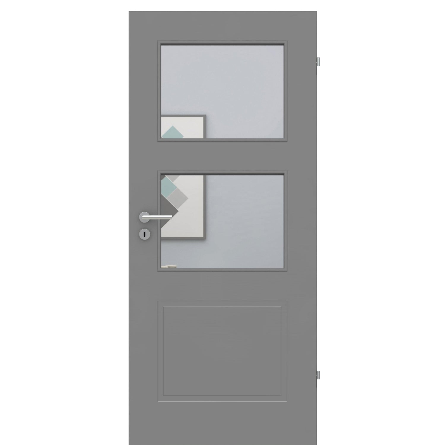 Zimmertür mit Lichtausschnitt grau 3 Kassetten Designkante - Modell Stiltür M37LA2