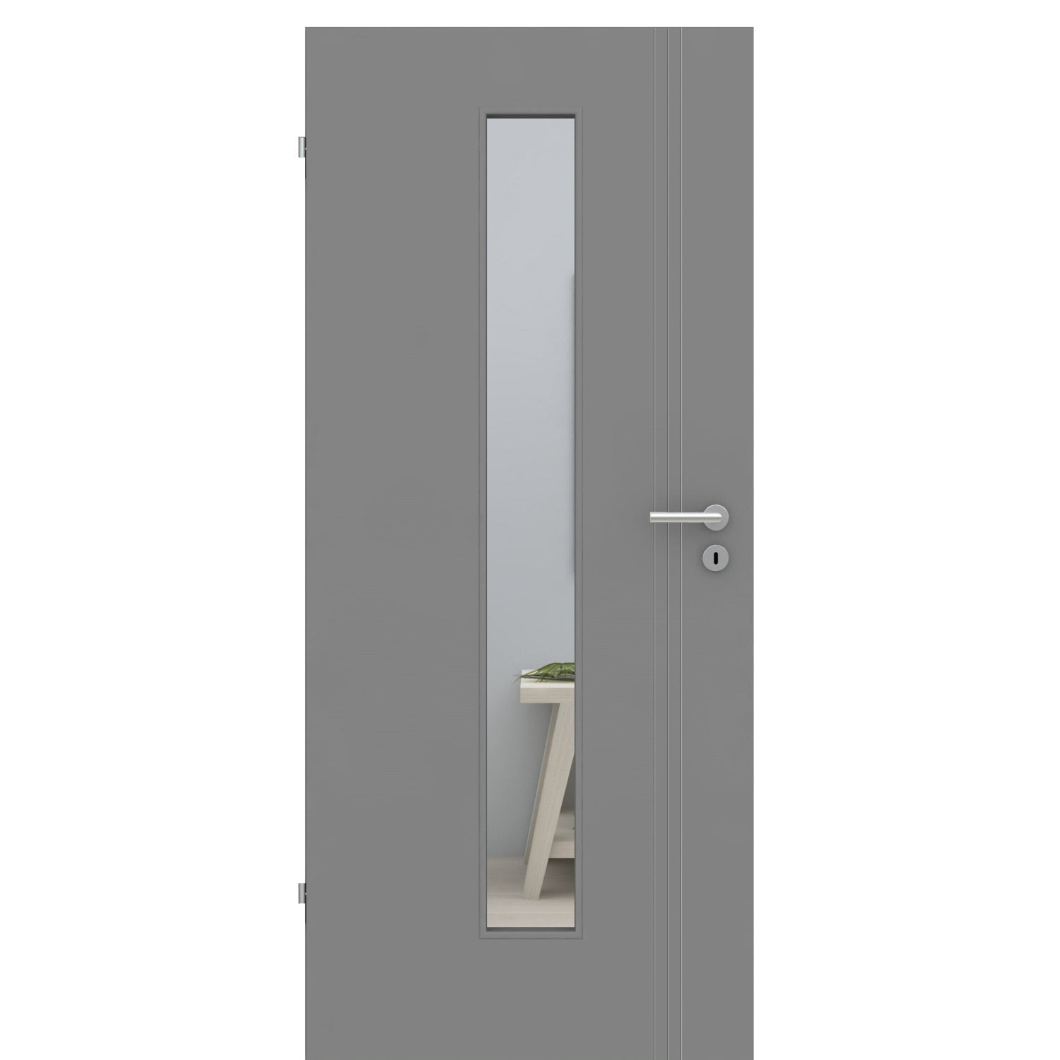 Zimmertür mit Lichtausschnitt grau 3 Rillen aufrecht Schlosseite Designkante - Modell Designtür VS37LAM