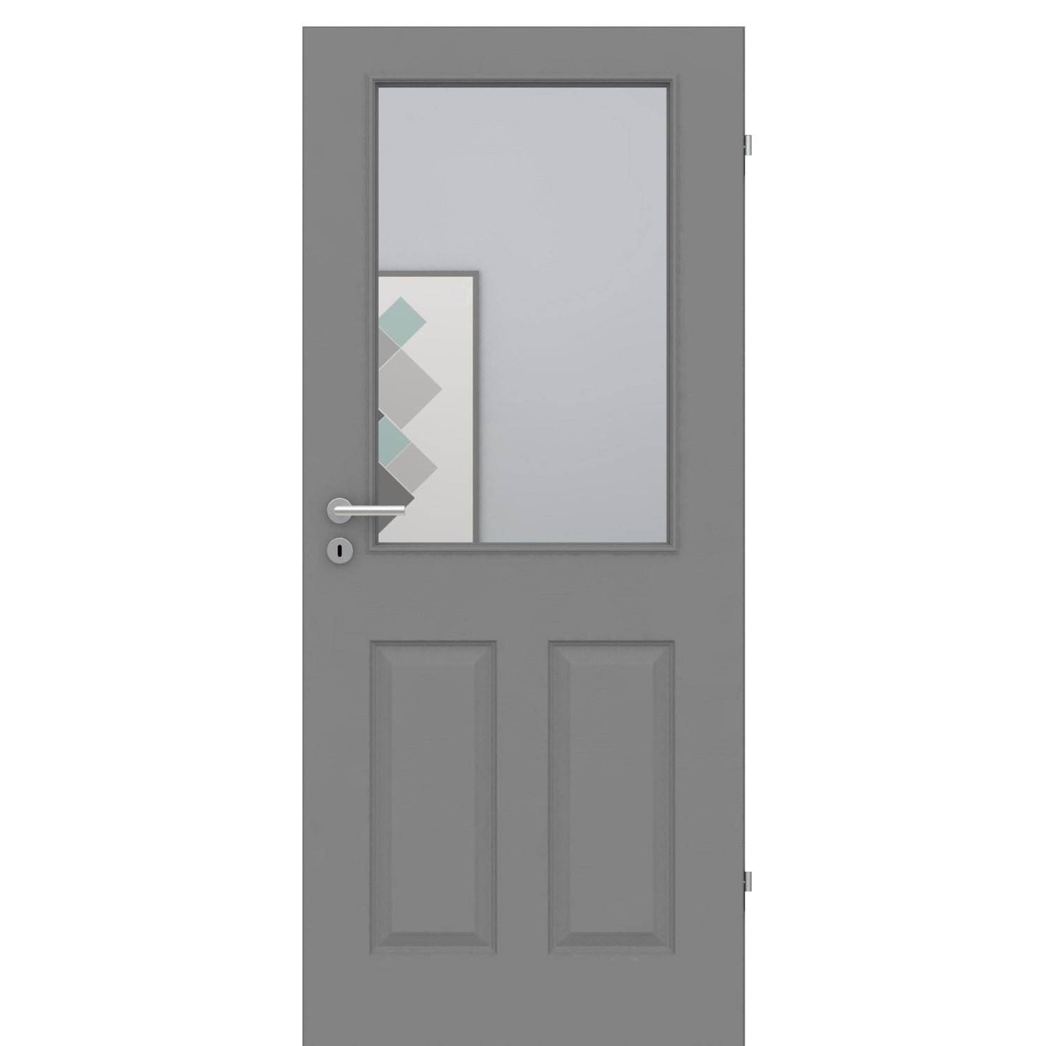 Zimmertür mit Lichtausschnitt grau 4 Kassetten Designkante - Modell Stiltür K47LA