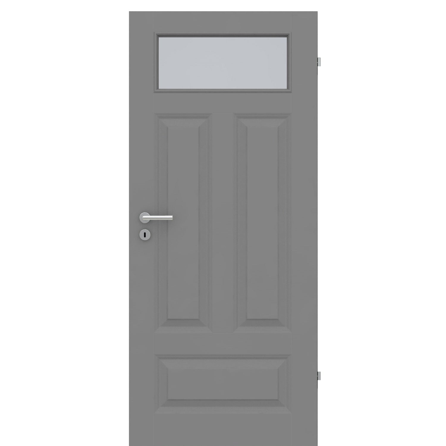 Zimmertür mit Lichtausschnitt grau 4 Kassetten Quer Designkante - Modell Stiltür KQ47LA