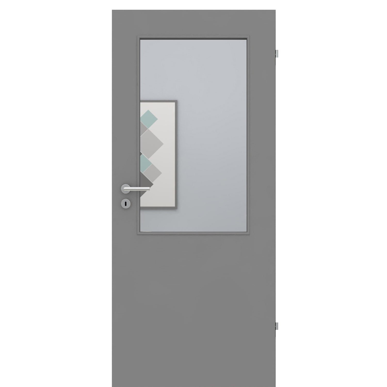 Zimmertür mit Lichtausschnitt grau glatt Designkante - Modell LAA
