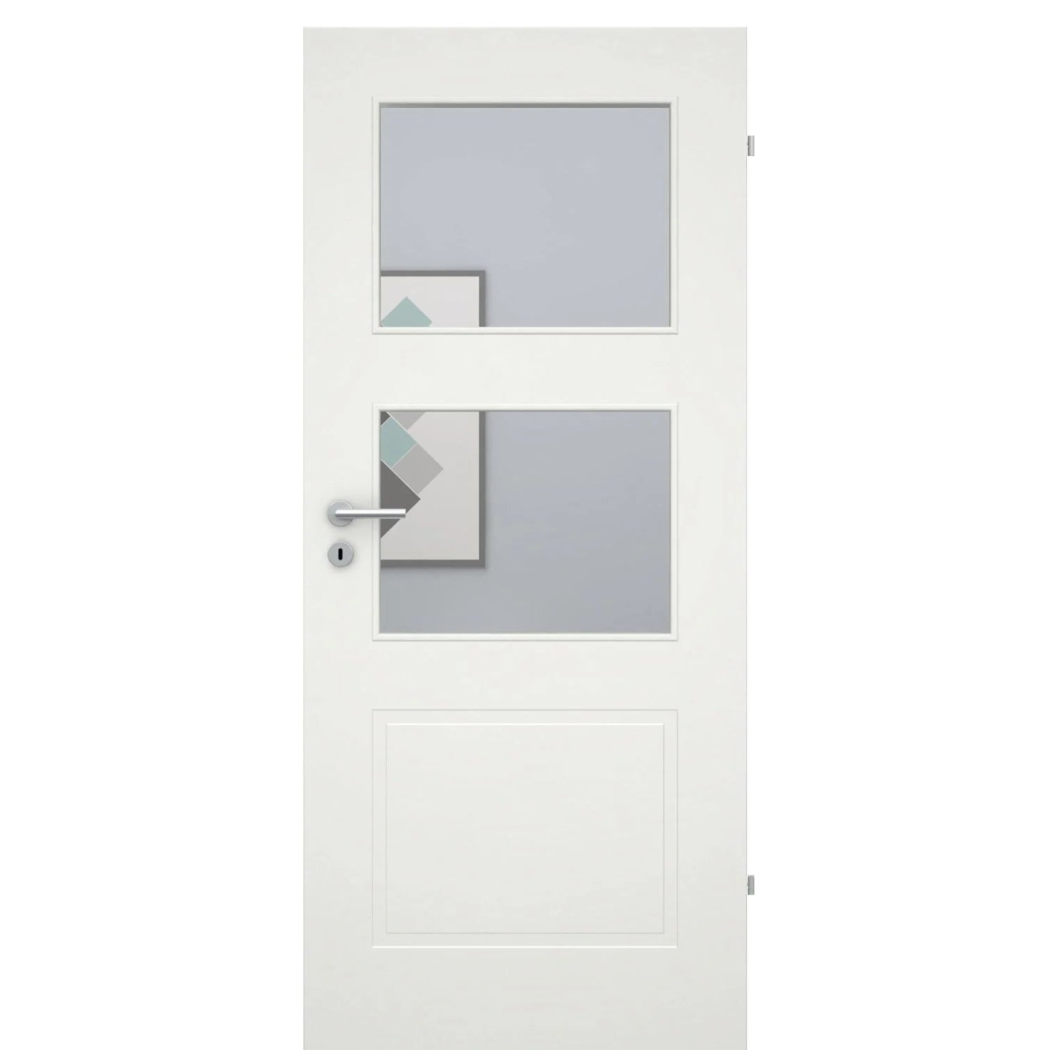 Zimmertür mit Lichtausschnitt soft-weiß 3 Kassetten Eckkante - Modell Stiltür M31LA2