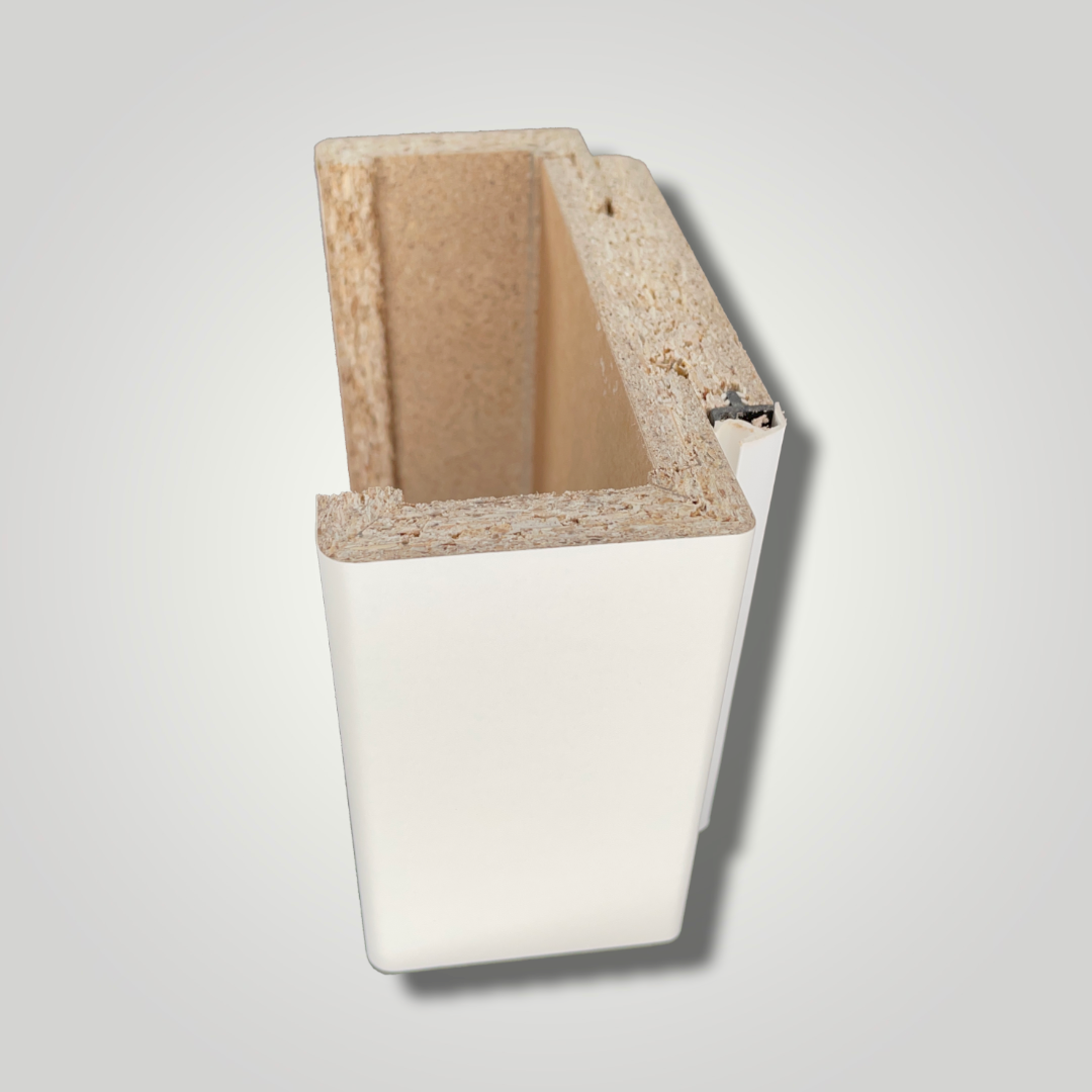 Zimmertür mit Zarge im Sondermaß und Lichtausschnitt groß soft-weiß 4 Kassetten Rundkante - Modell Stiltür K41LA