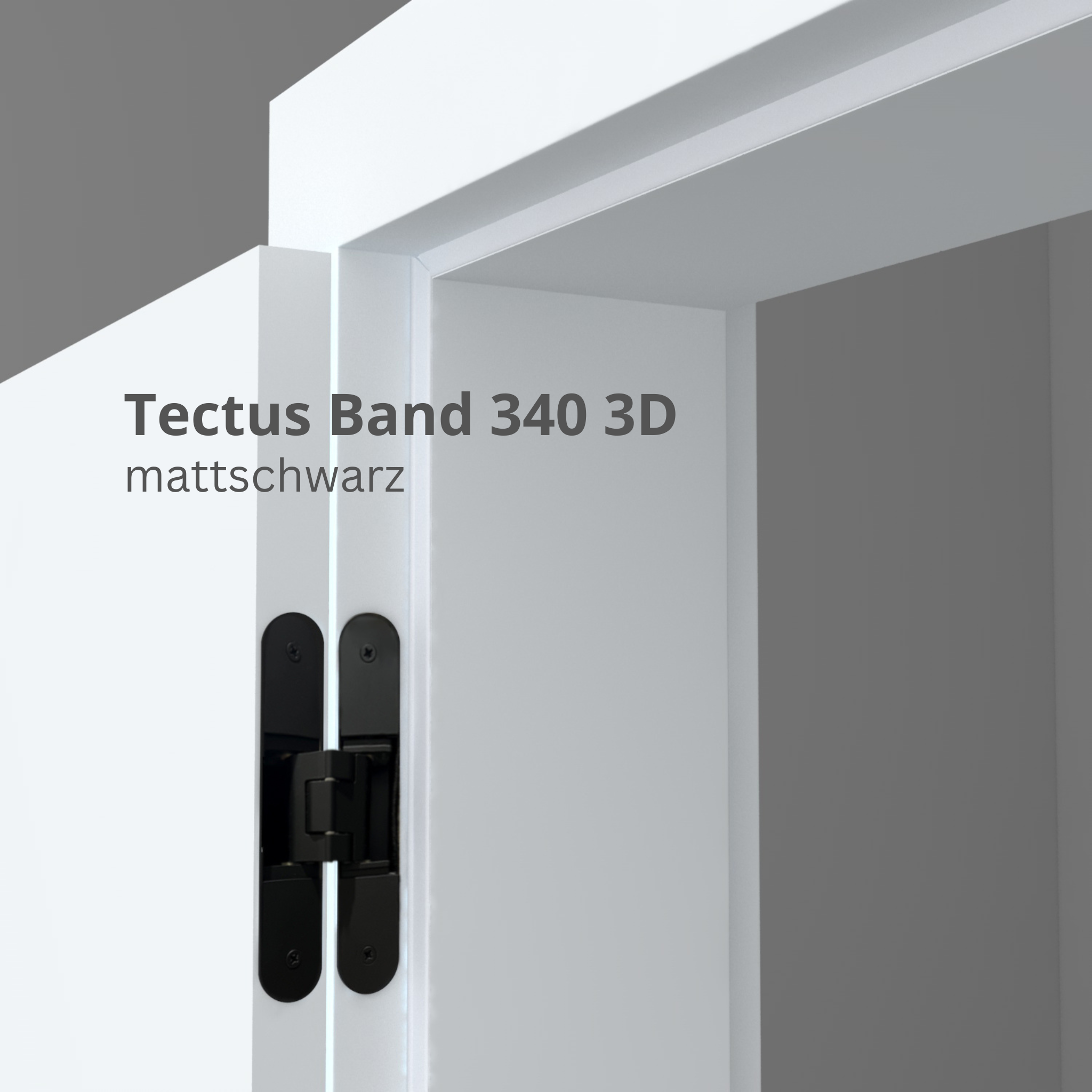 Zimmertür mit Zarge stumpfeinschlagend mit Lichtausschnitt LA1 ohne Schlüssellochbohrung CPL glatt brillant-weiß Beschläge Schwarz