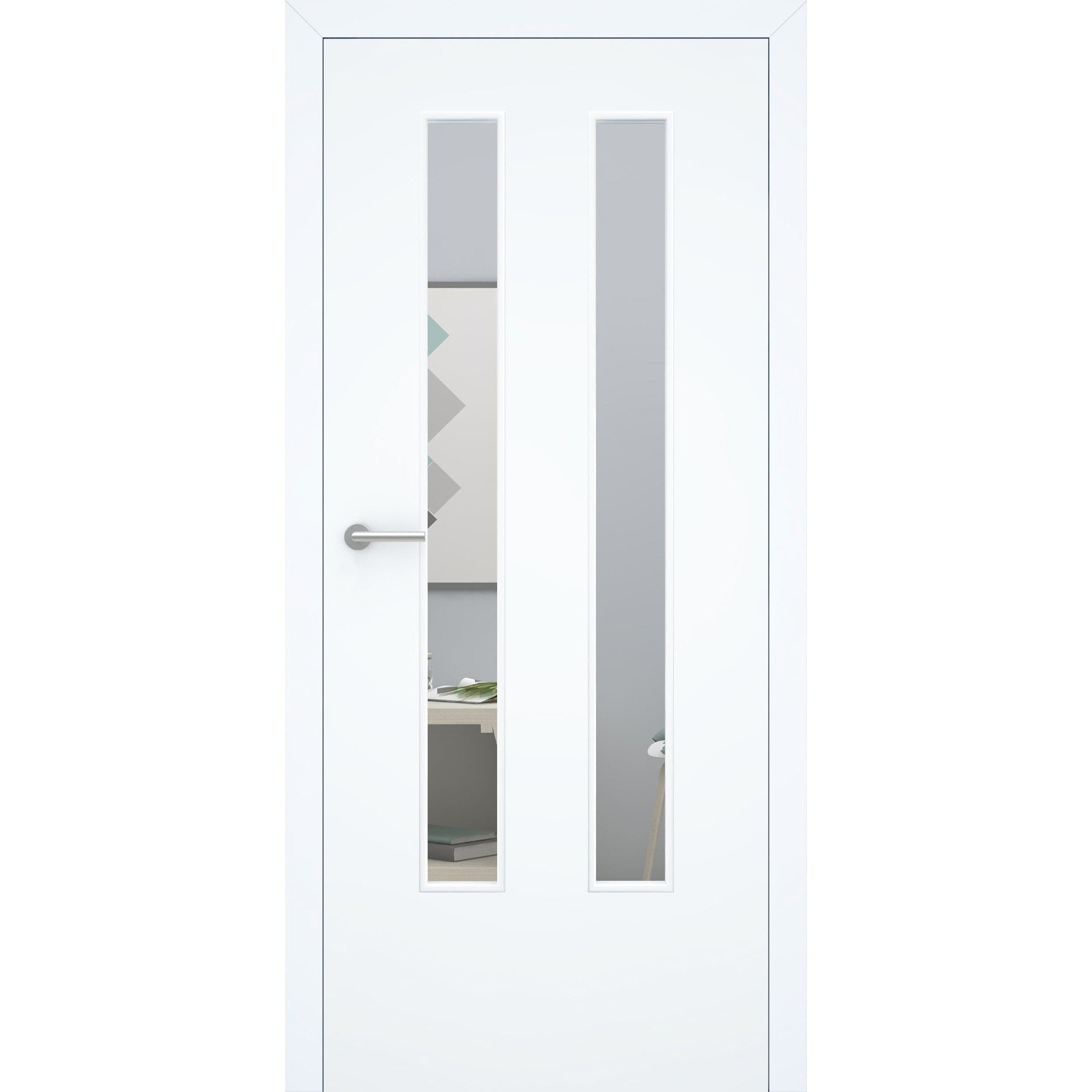 Zimmertür mit Zarge stumpfeinschlagend mit Lichtausschnitt LA6 ohne Schlüssellochbohrung CPL glatt brillant-weiß