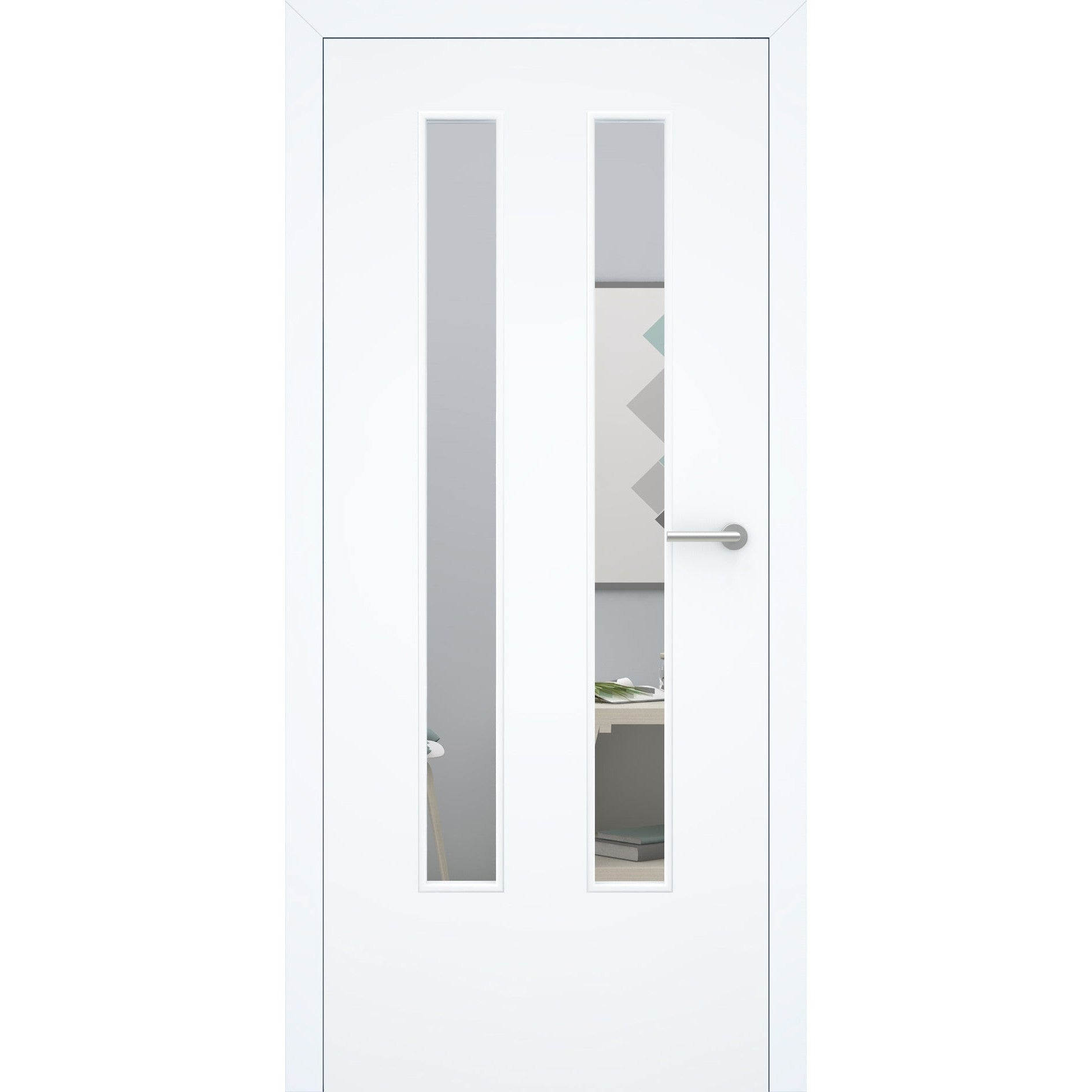 Zimmertür mit Zarge stumpfeinschlagend mit Lichtausschnitt LA6 ohne Schlüssellochbohrung CPL glatt brillant-weiß