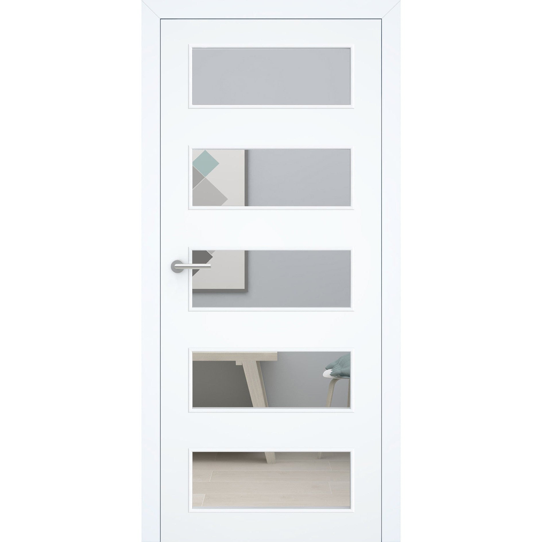 Zimmertür mit Zarge stumpfeinschlagend mit Lichtausschnitt LA9 ohne Schlüssellochbohrung CPL glatt brillant-weiß