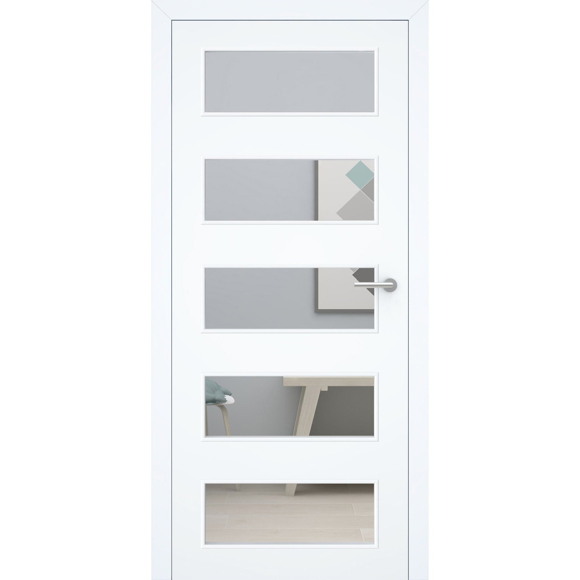 Zimmertür mit Zarge stumpfeinschlagend mit Lichtausschnitt LA9 ohne Schlüssellochbohrung CPL glatt brillant-weiß