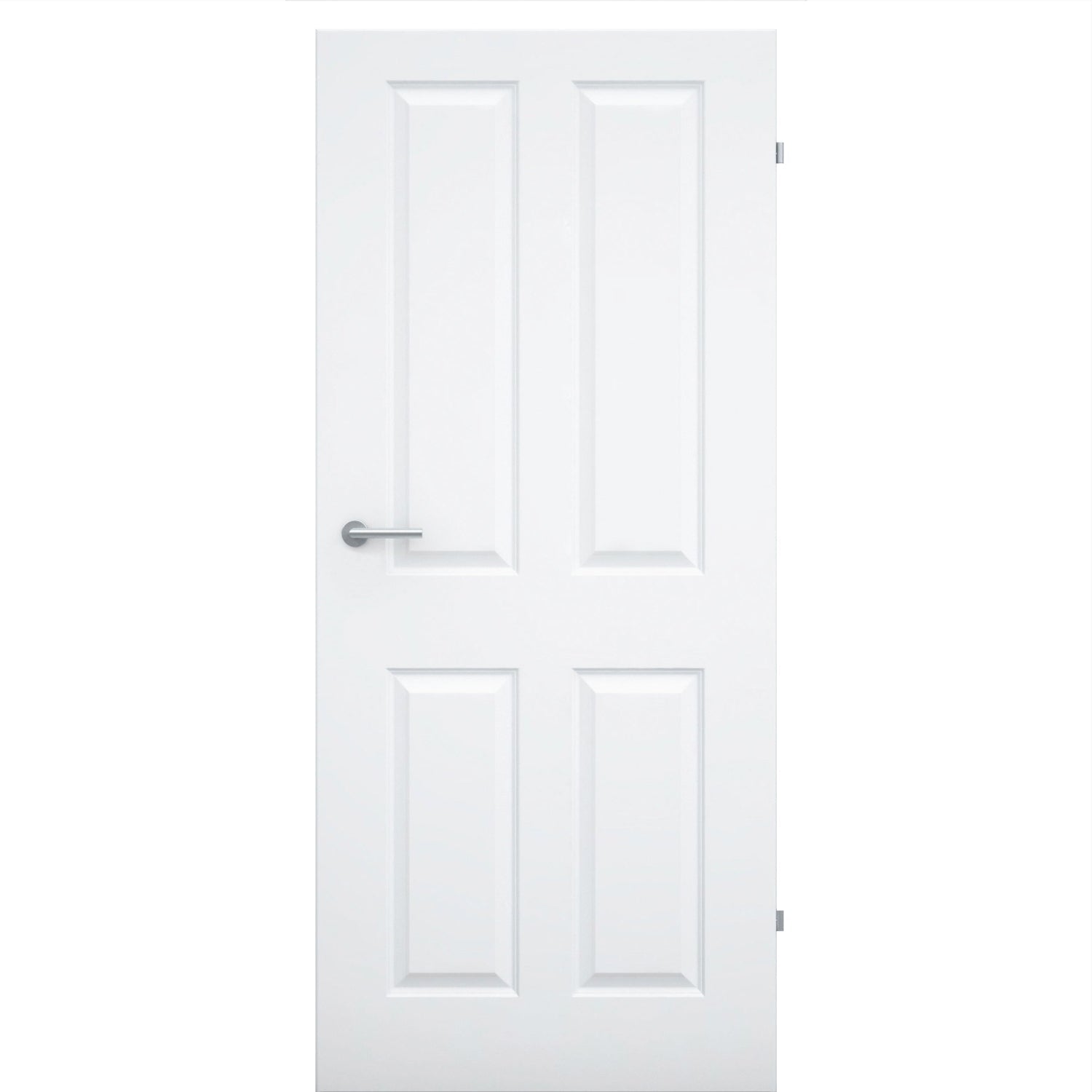 Zimmertür ohne Schlüssellochbohrung brillant-weiß 4 Kassetten Designkante - Modell Stiltür K43