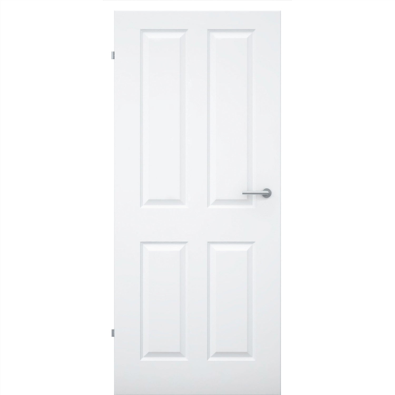 Zimmertür ohne Schlüssellochbohrung brillant-weiß 4 Kassetten Designkante - Modell Stiltür K43