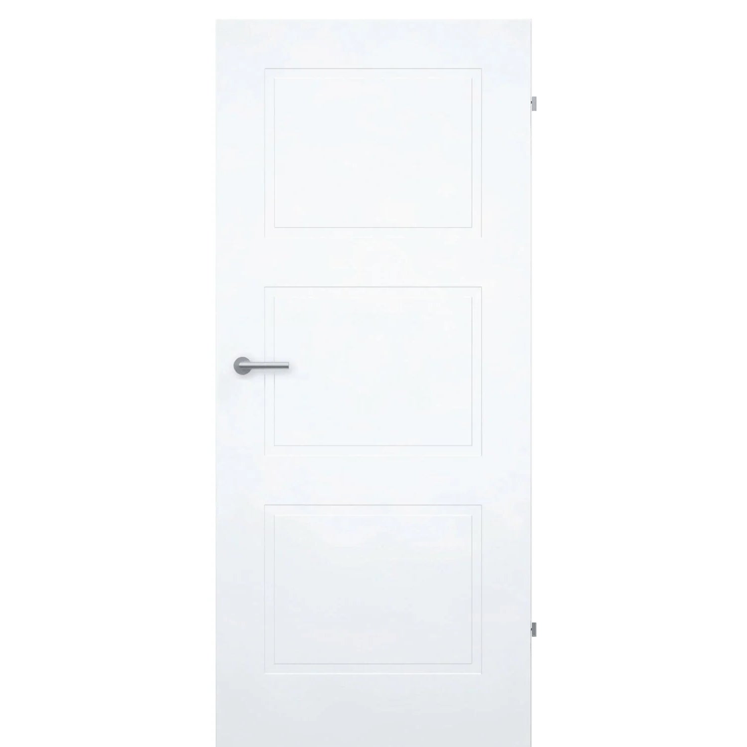 Zimmertür ohne Schlüssellochbohrung brillant-weiß Stiltür mit 3 Kassetten Designkante - Modell Stiltür M33