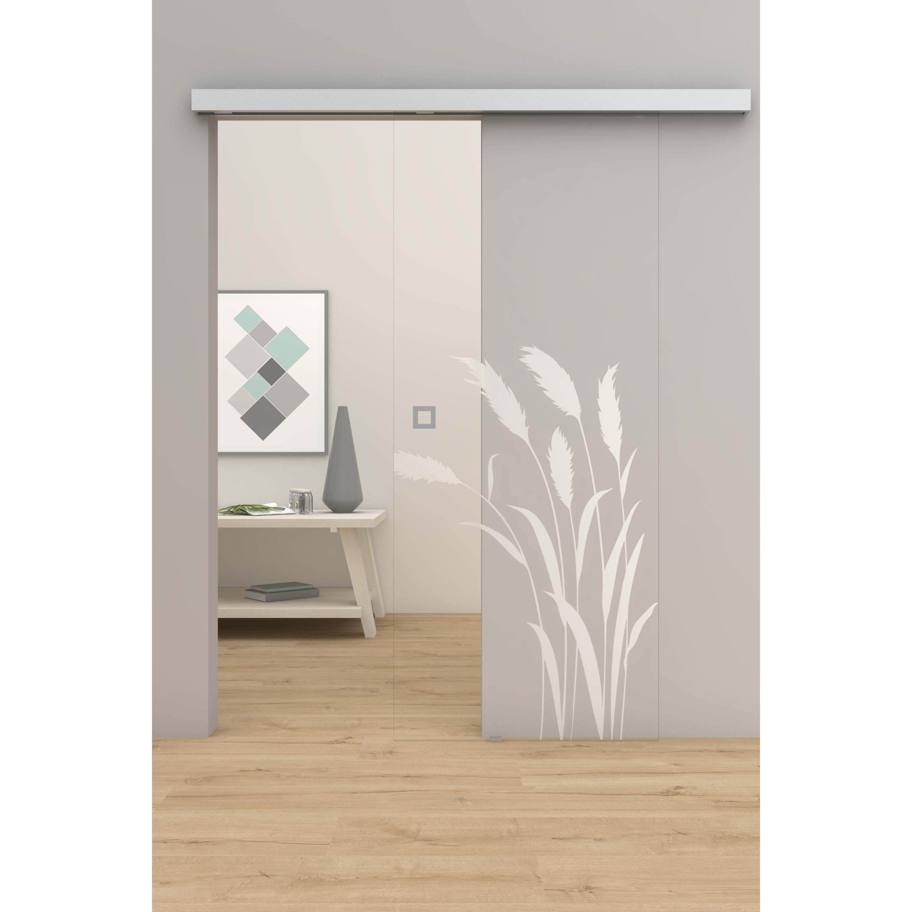 Glasschiebetür Gräserwind MattDesign 492-U Klarglas-Montario