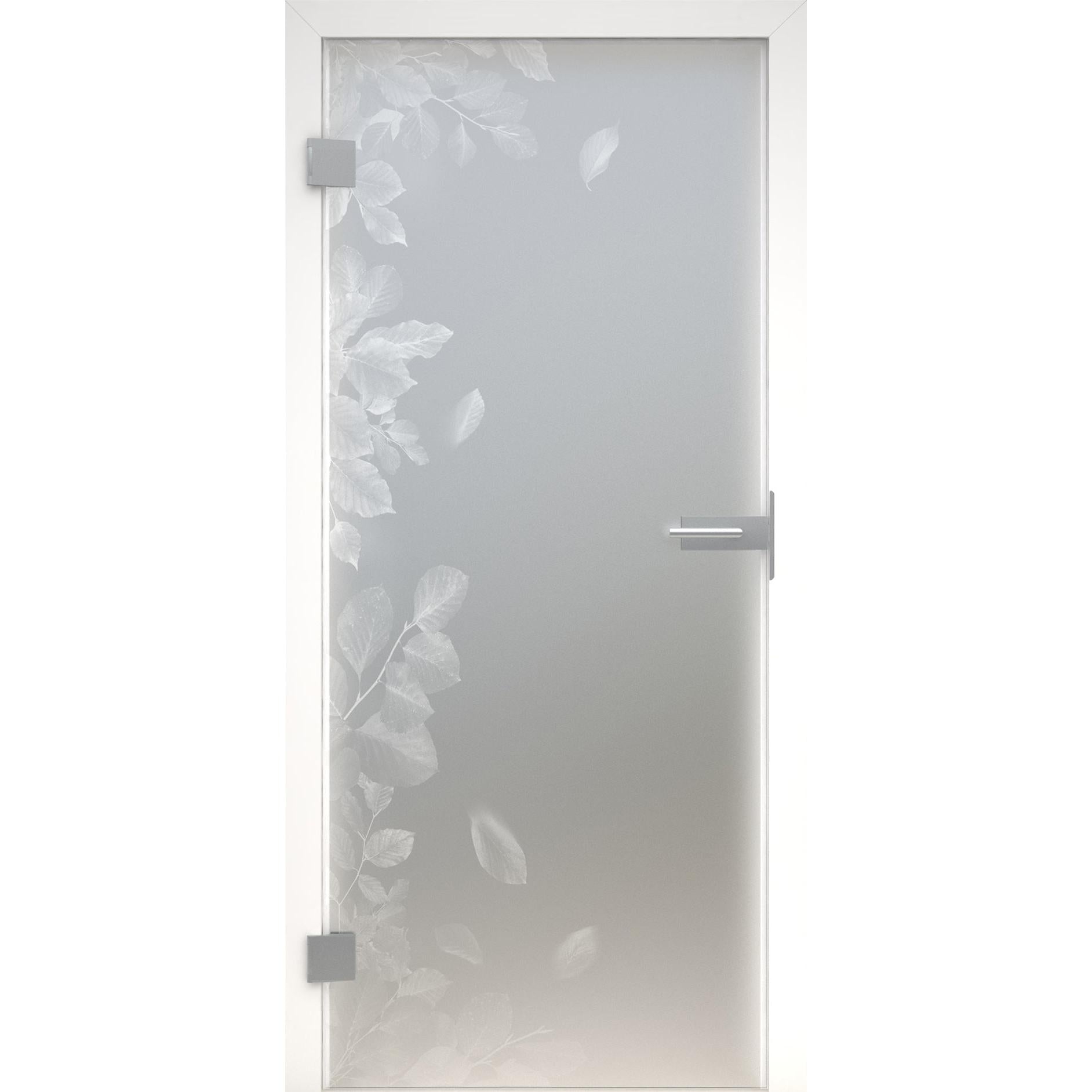 Glastür Blattwerk LaserArt 322 satiniert / matt-198,5 x 73,5 cm (Glasmaß 197,2 x 70,9 cm)-links-Montario
