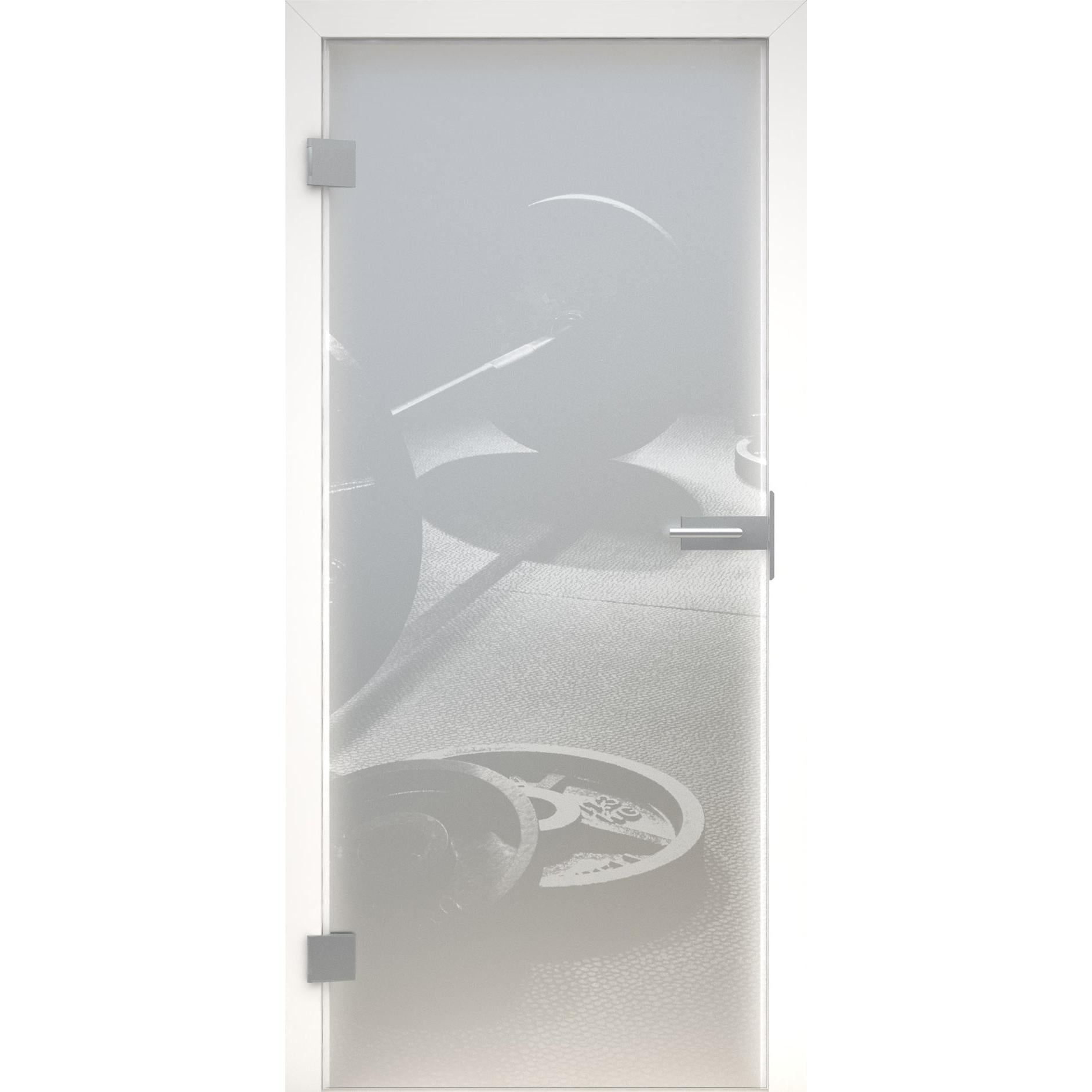 Glastür Gym LaserArt 326 satiniert / matt-198,5 x 73,5 cm (Glasmaß 197,2 x 70,9 cm)-links-Montario