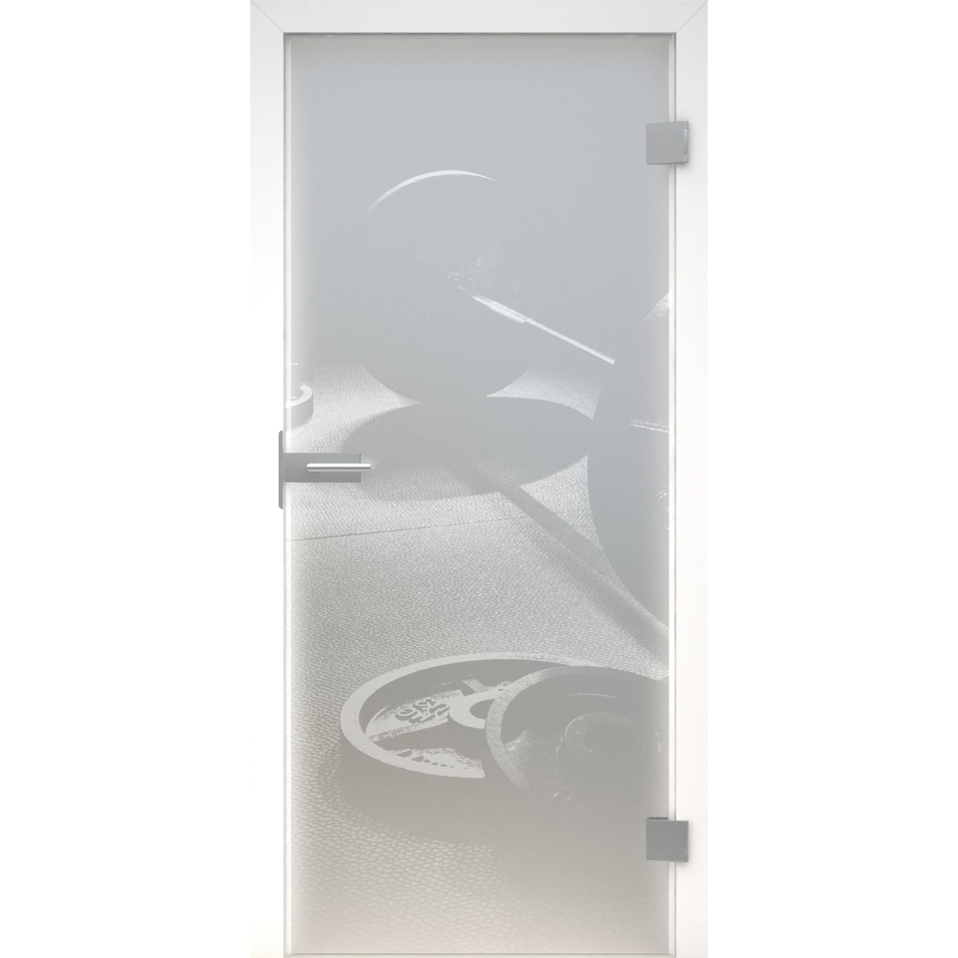 Glastür Gym LaserArt 326 satiniert / matt-198,5 x 73,5 cm (Glasmaß 197,2 x 70,9 cm)-rechts-Montario