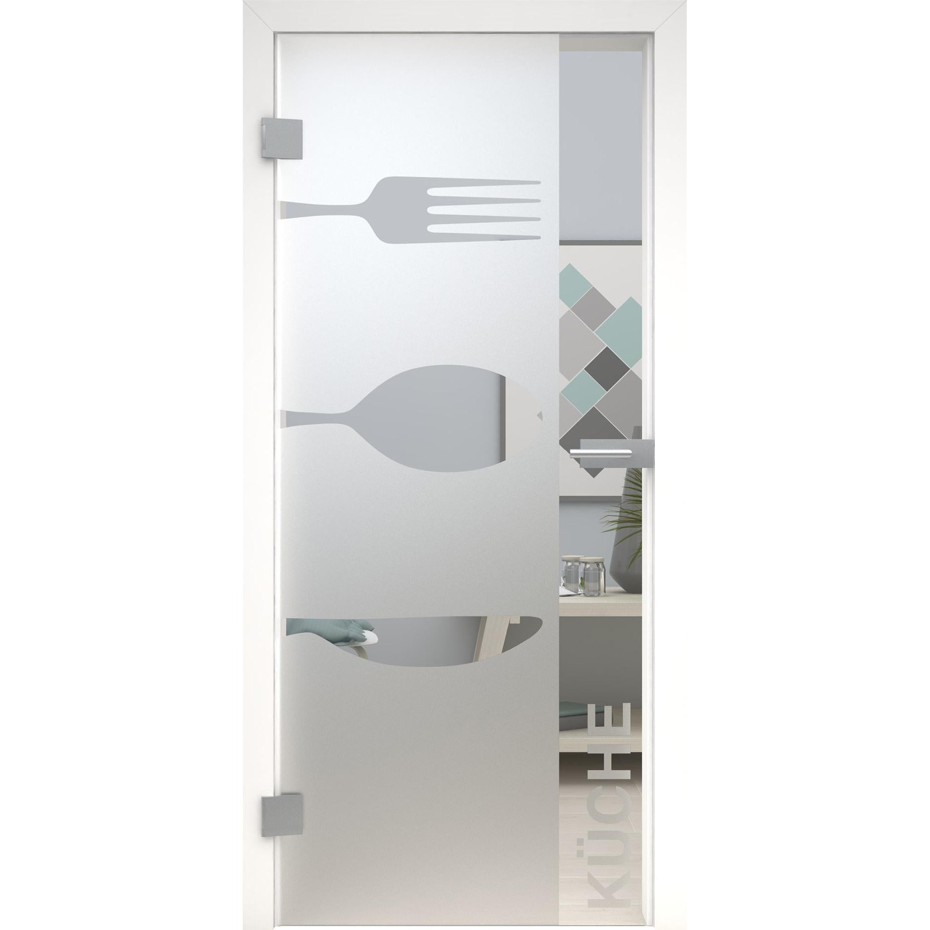 Glastür Küche MattDesign 452 satiniert / matt-198,5 x 73,5 cm (Glasmaß 197,2 x 70,9 cm)-links-Montario