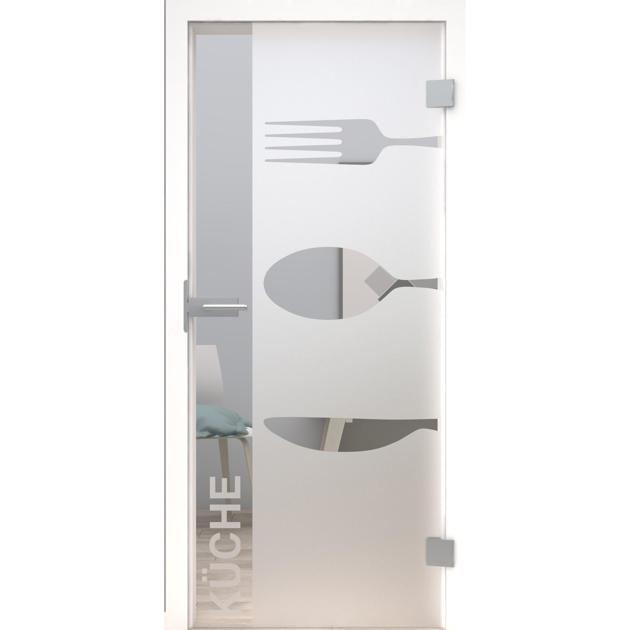 Glastür Küche MattDesign 452 satiniert / matt-198,5 x 73,5 cm (Glasmaß 197,2 x 70,9 cm)-rechts-Montario