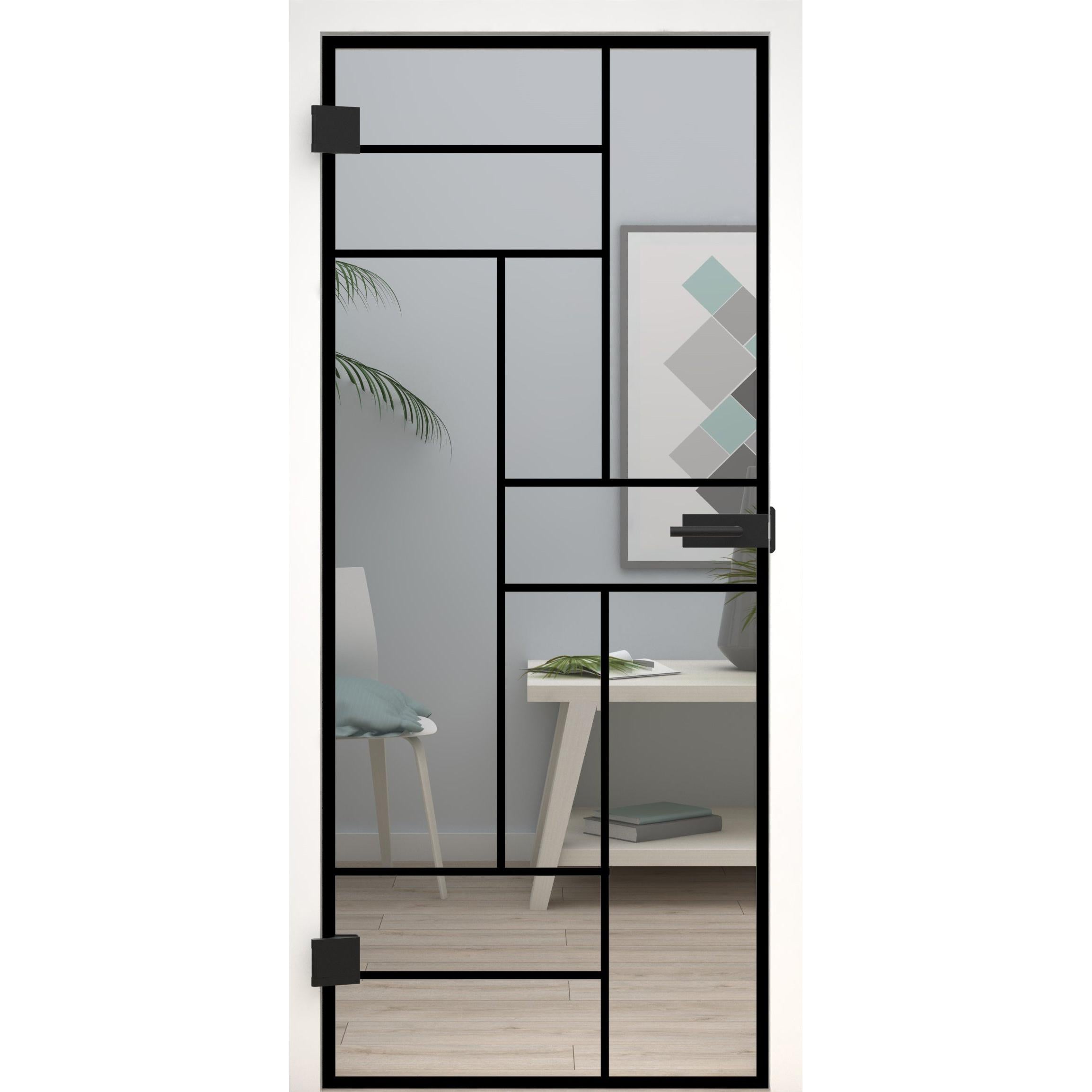 Glastür Loft-Design Modell D10 Klarglas-198,5 x 73,5 cm (Glasmaß 197,2 x 70,9 cm)-links-Montario