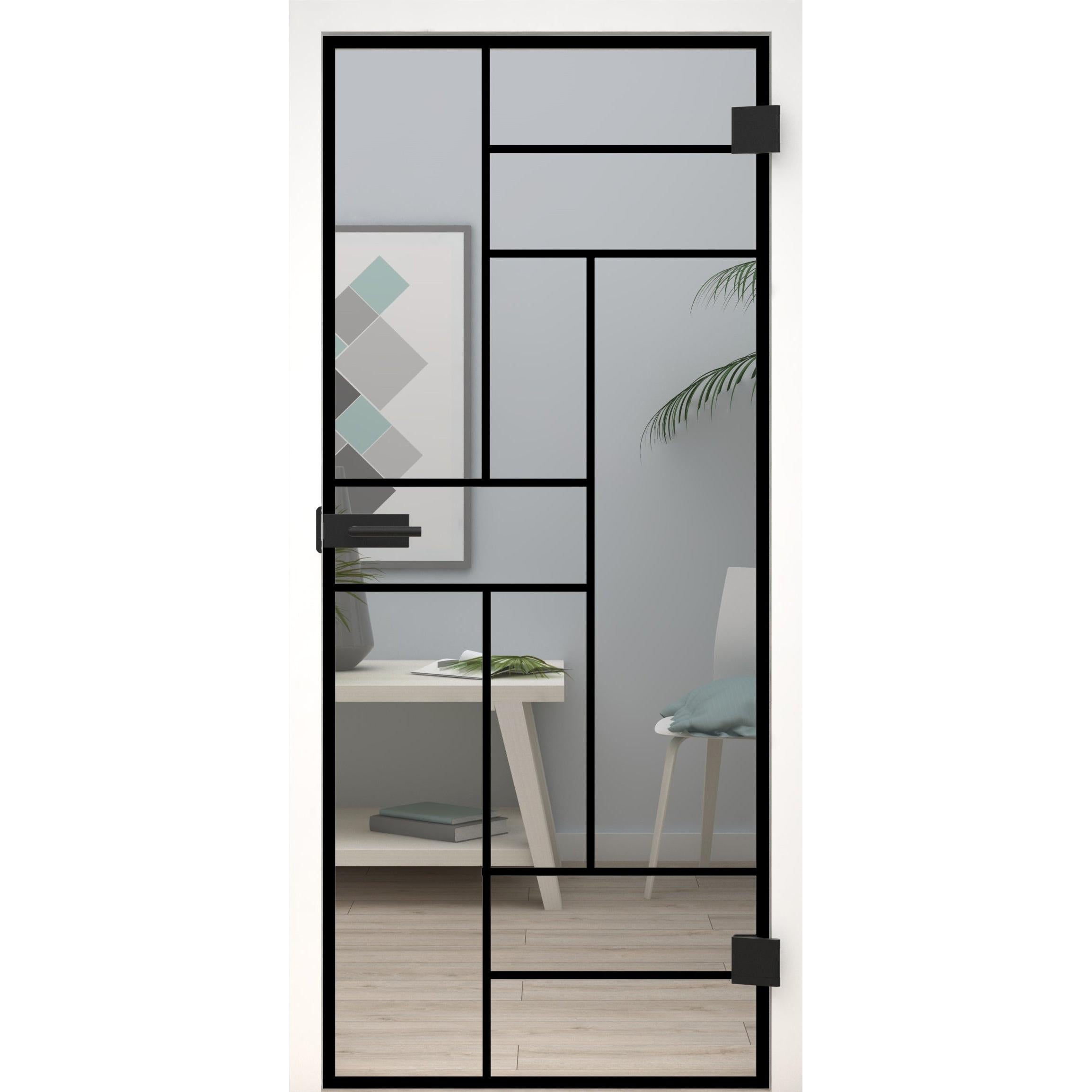 Glastür Loft-Design Modell D10 Klarglas-198,5 x 73,5 cm (Glasmaß 197,2 x 70,9 cm)-rechts-Montario