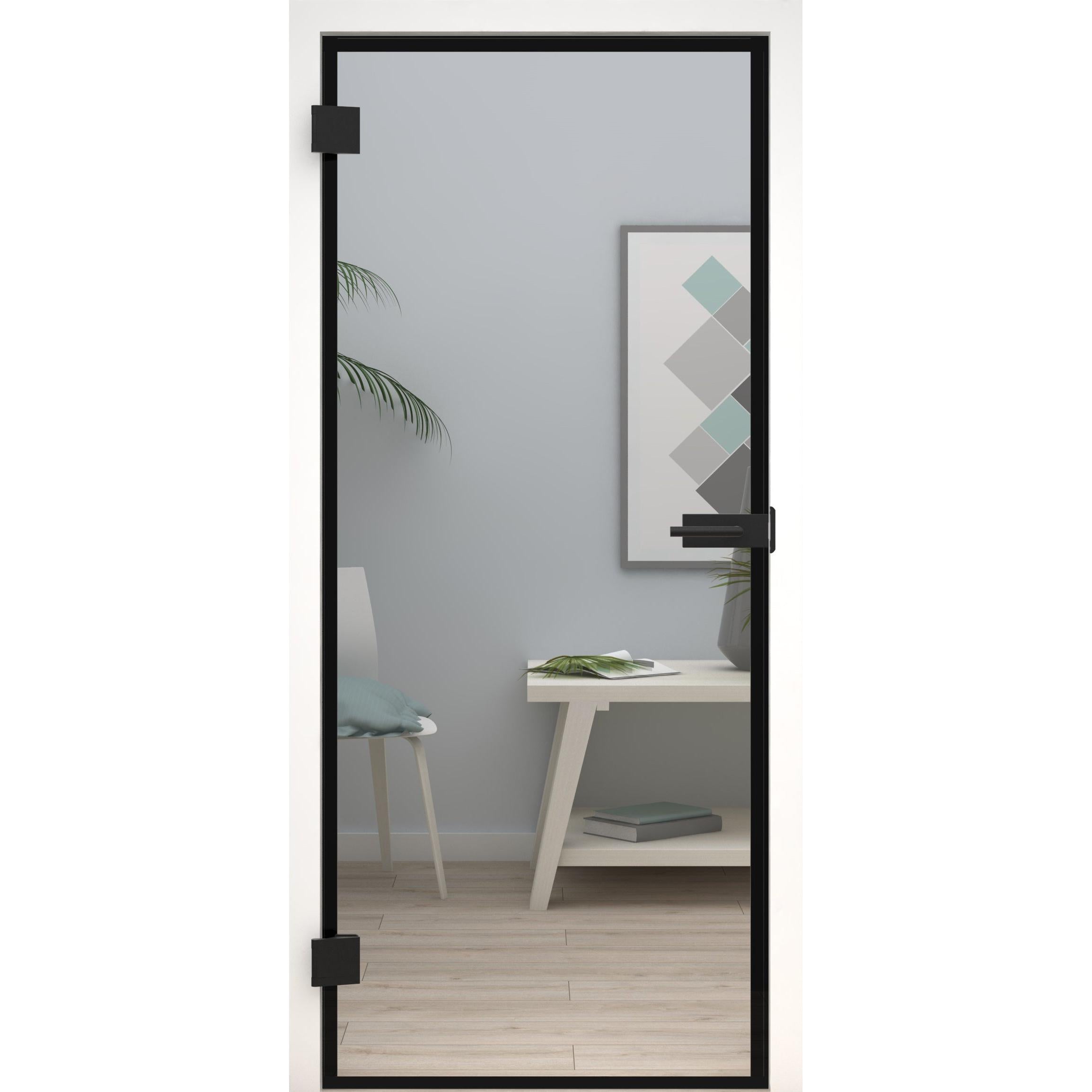 Glastür Loft-Design Modell D4 Klarglas-198,5 x 73,5 cm (Glasmaß 197,2 x 70,9 cm)-links-Montario
