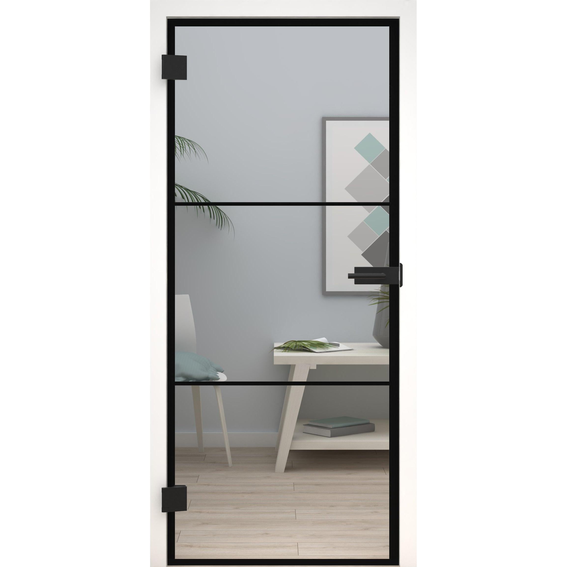 Glastür Loft-Design Modell D5 Klarglas-198,5 x 73,5 cm (Glasmaß 197,2 x 70,9 cm)-links-Montario