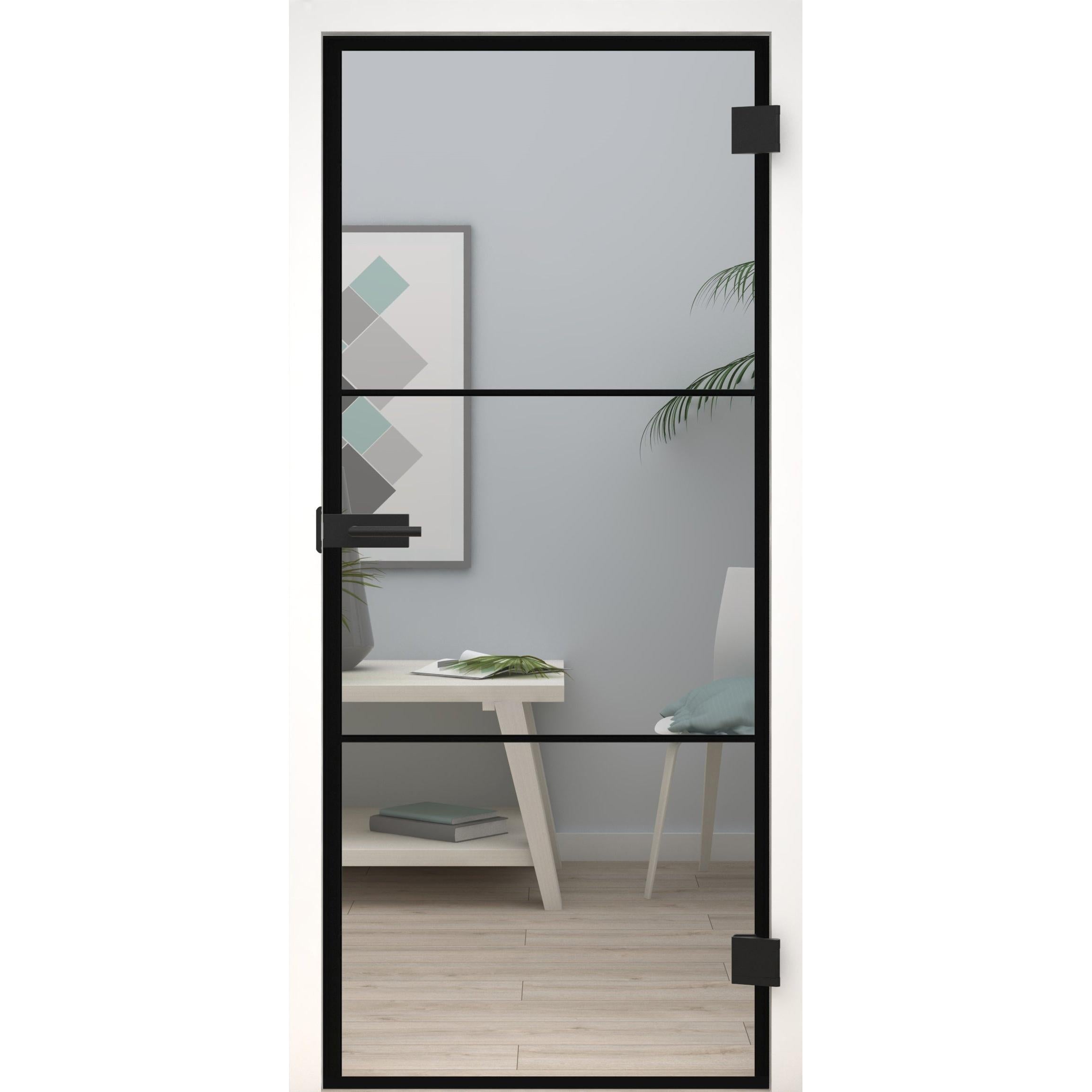Glastür Loft-Design Modell D5 Klarglas-198,5 x 73,5 cm (Glasmaß 197,2 x 70,9 cm)-rechts-Montario