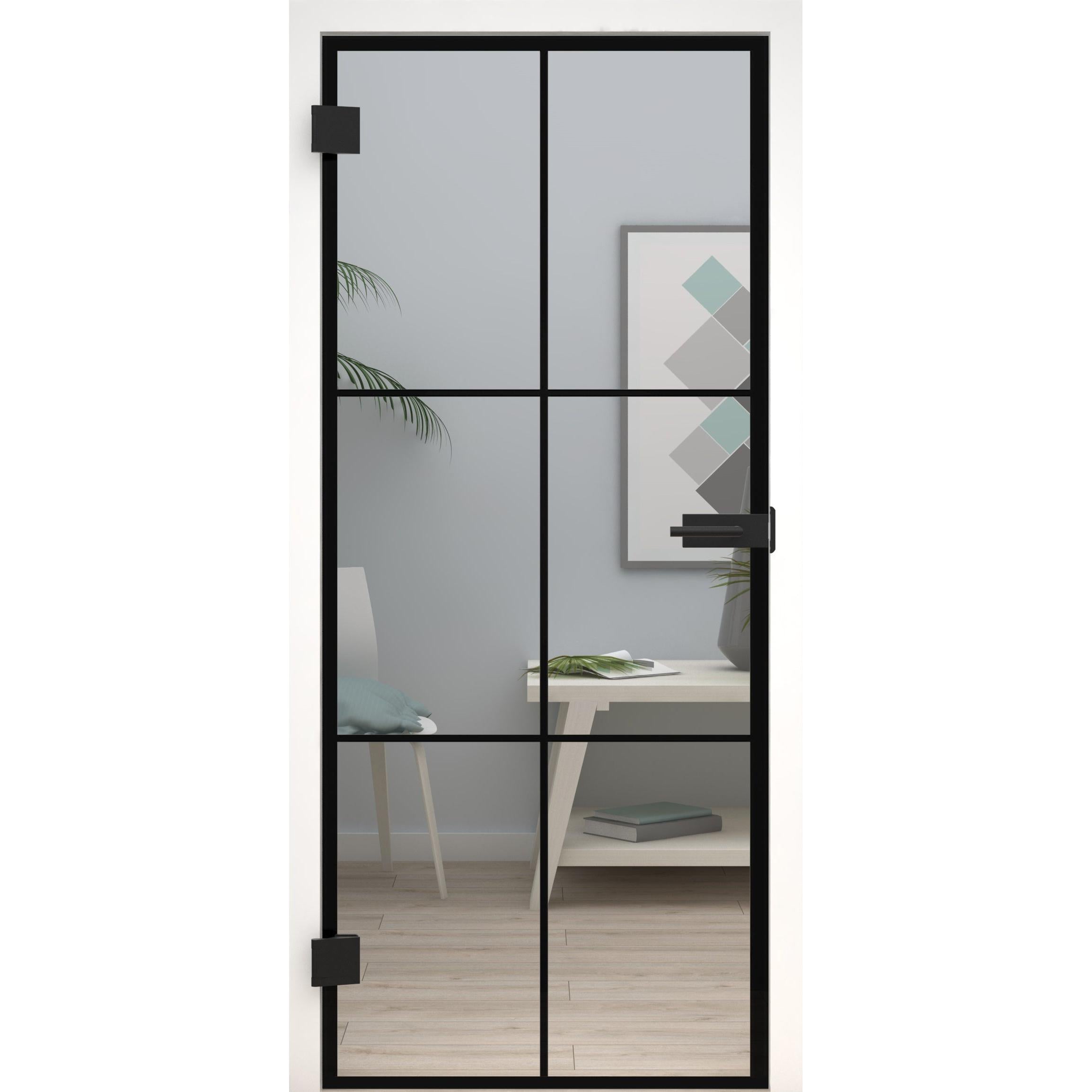 Glastür Loft-Design Modell D6 Klarglas-198,5 x 73,5 cm (Glasmaß 197,2 x 70,9 cm)-links-Montario
