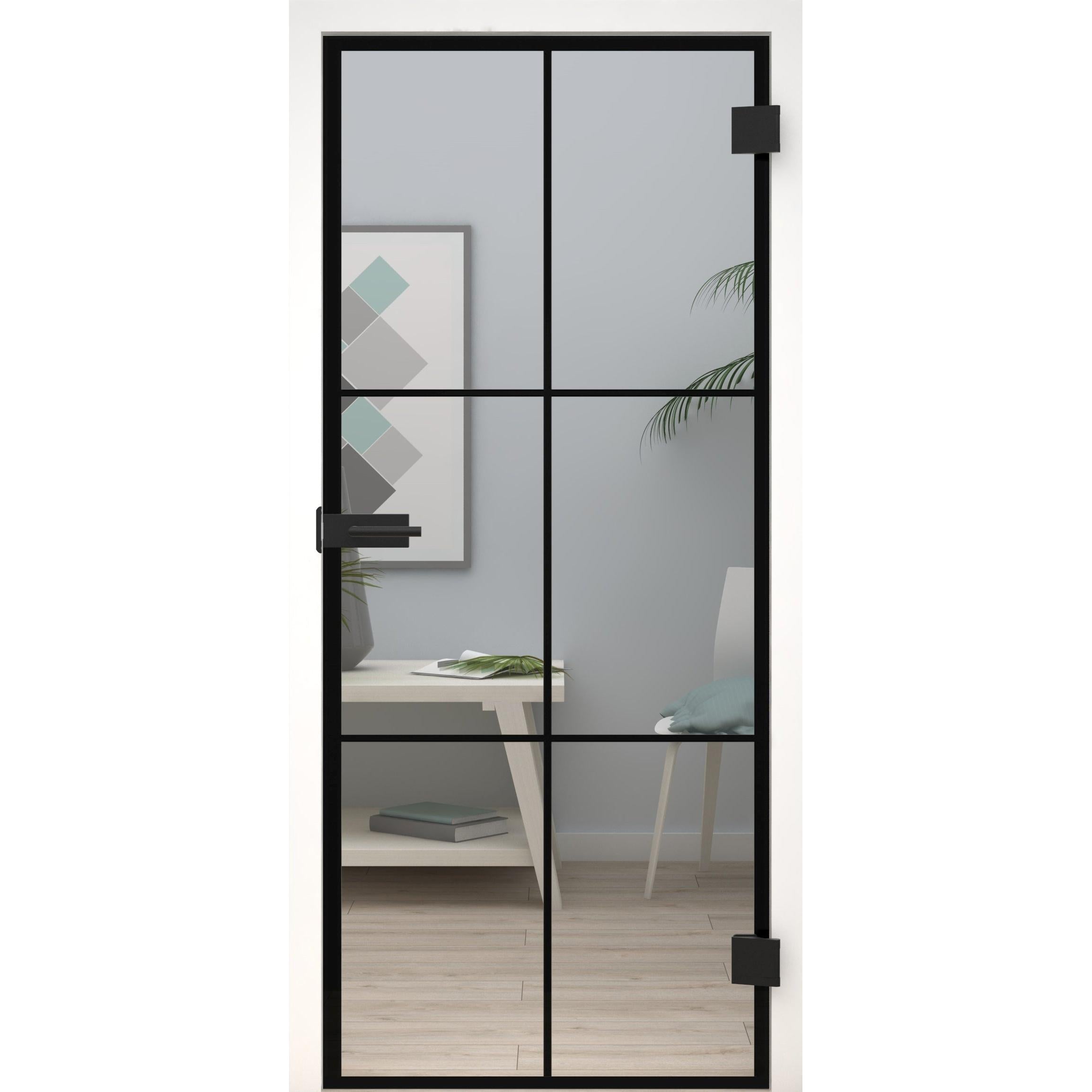 Glastür Loft-Design Modell D6 Klarglas-198,5 x 73,5 cm (Glasmaß 197,2 x 70,9 cm)-rechts-Montario