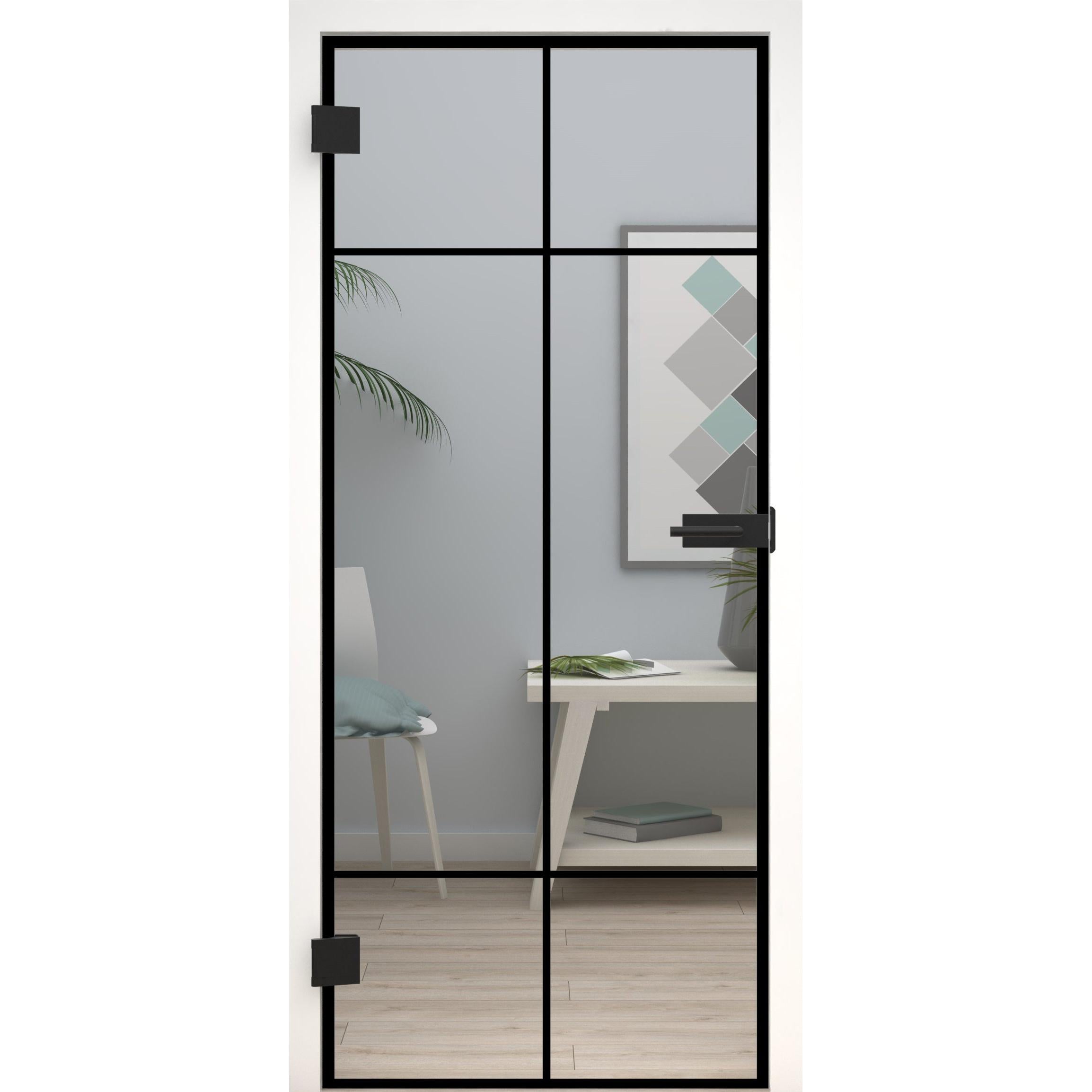 Glastür Loft-Design Modell D7 Klarglas-198,5 x 73,5 cm (Glasmaß 197,2 x 70,9 cm)-links-Montario