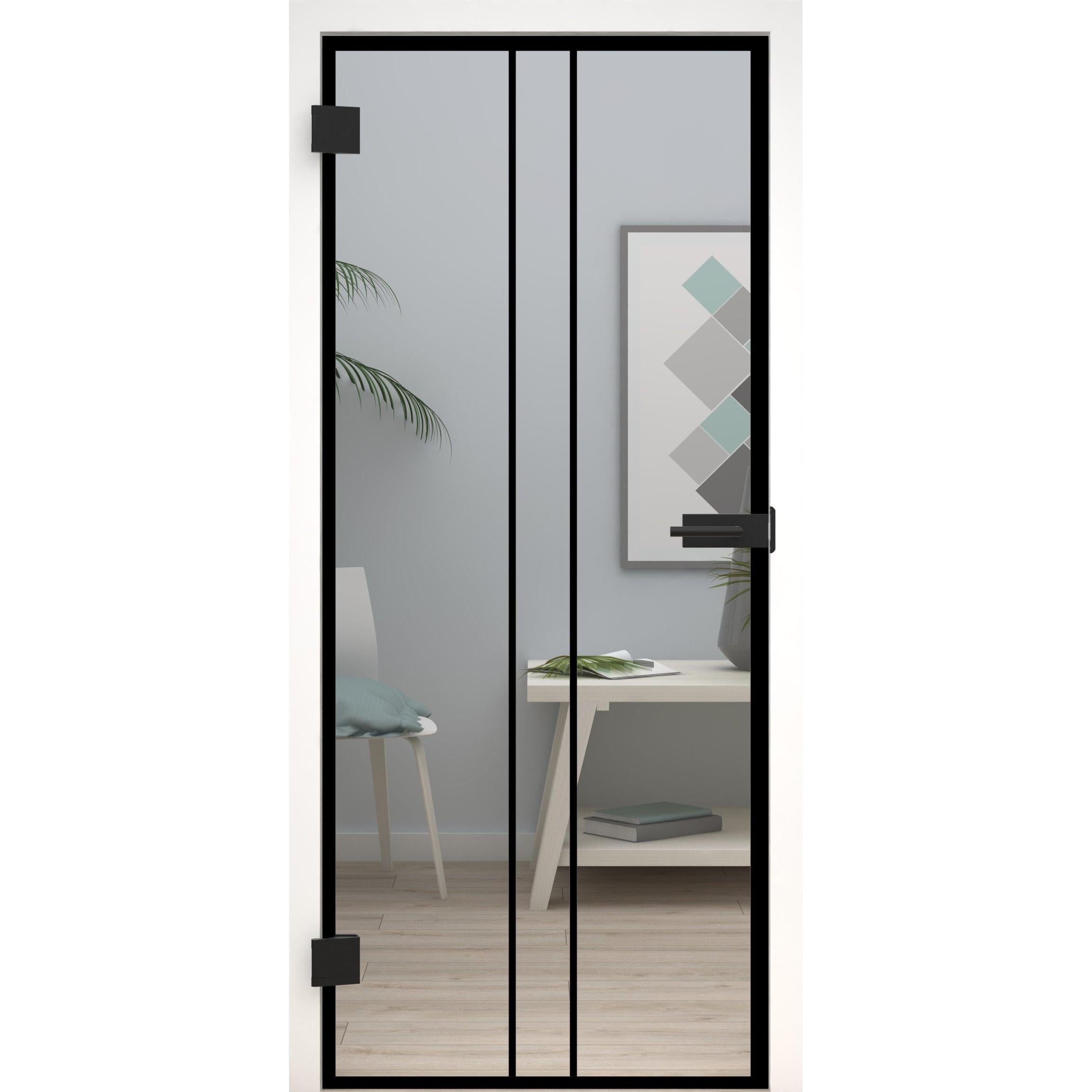 Glastür Loft-Design Modell D8 Klarglas-198,5 x 73,5 cm (Glasmaß 197,2 x 70,9 cm)-links-Montario
