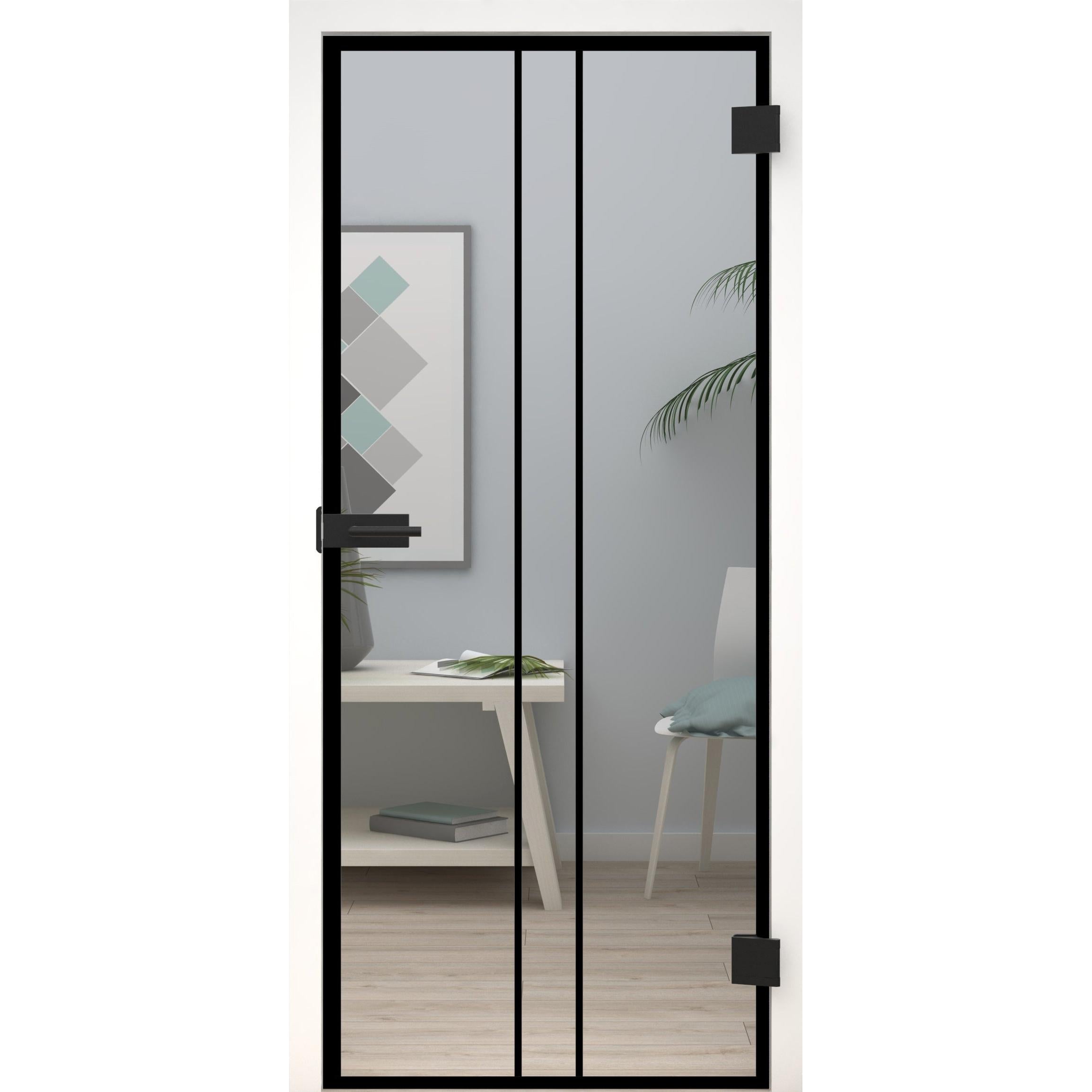 Glastür Loft-Design Modell D8 Klarglas-198,5 x 73,5 cm (Glasmaß 197,2 x 70,9 cm)-rechts-Montario