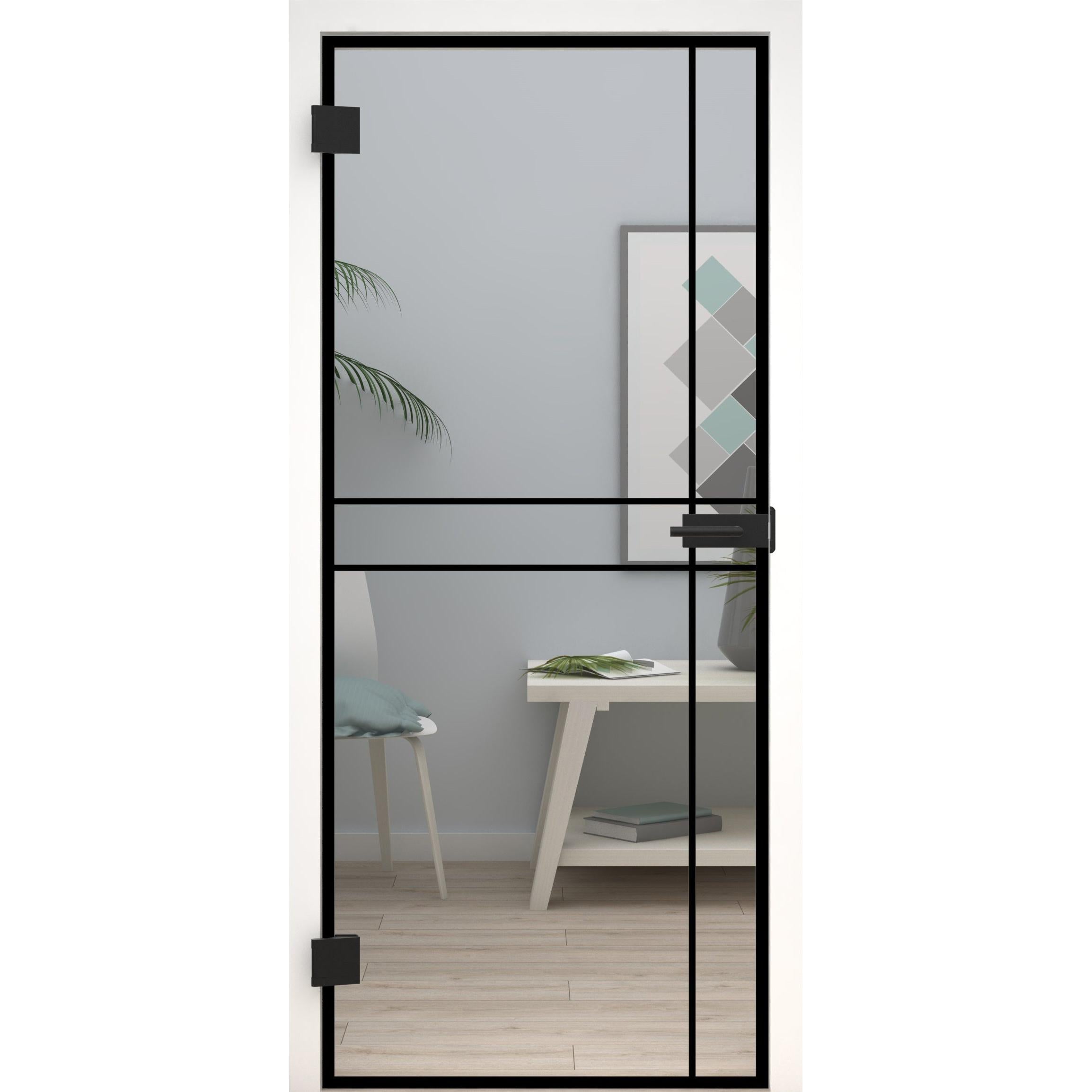 Glastür Loft-Design Modell D9 Klarglas-198,5 x 73,5 cm (Glasmaß 197,2 x 70,9 cm)-links-Montario