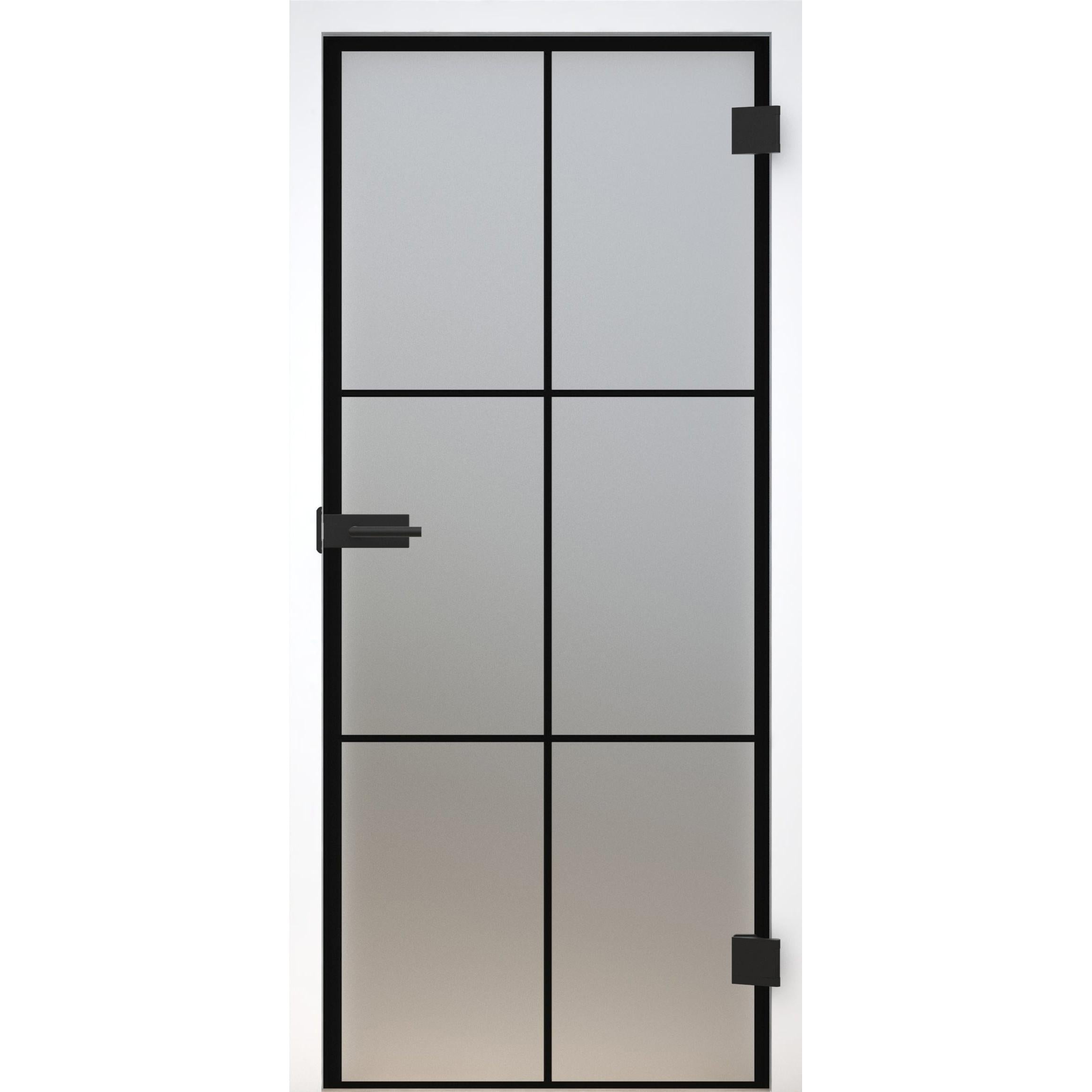 Glastür Loft-Design Modell DS6 satiniert / matt-198,5 x 73,5 cm (Glasmaß 197,2 x 70,9 cm)-rechts-Montario