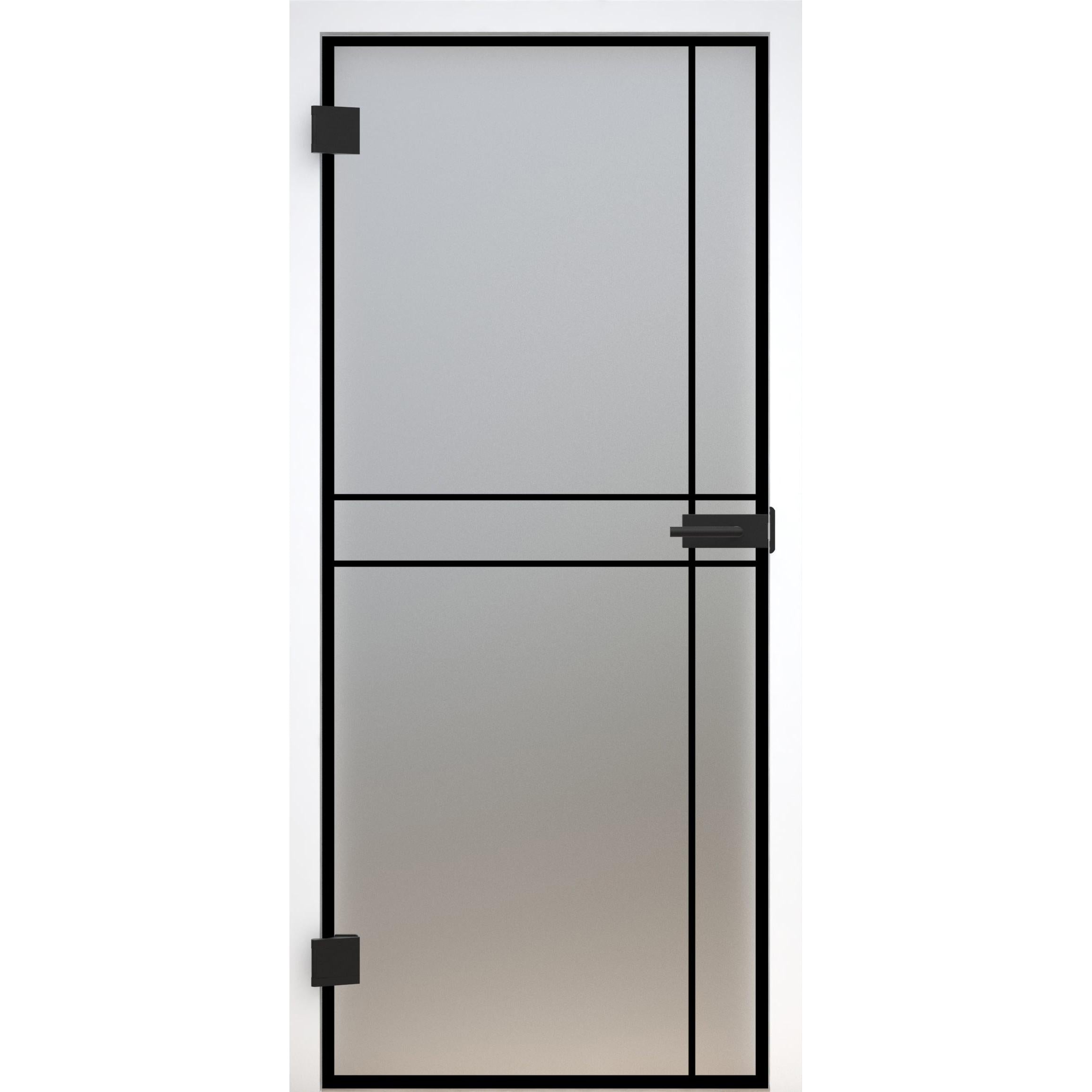 Glastür Loft-Design Modell DS9 satiniert / matt-198,5 x 73,5 cm (Glasmaß 197,2 x 70,9 cm)-links-Montario