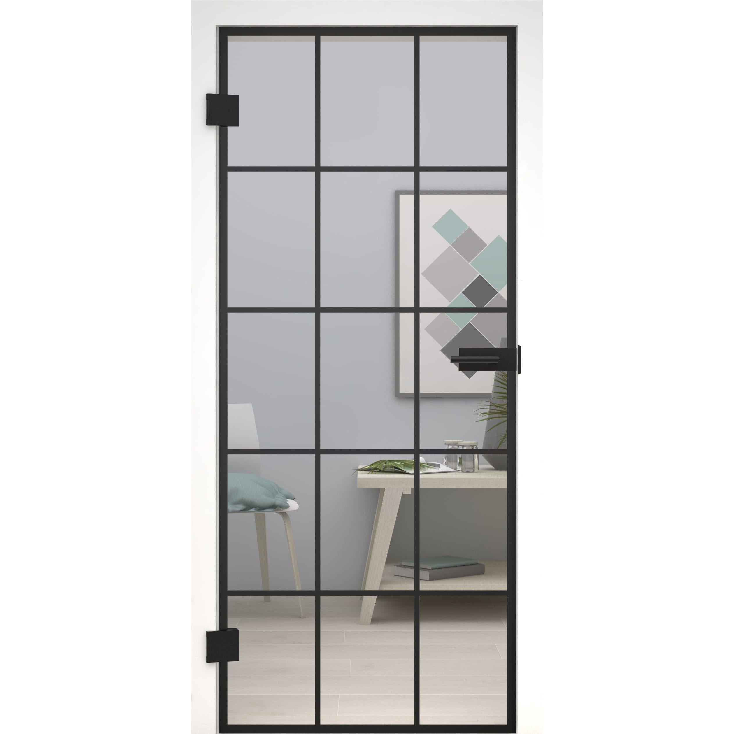 Glastür Loft-Design Modell P3 Klarglas-198,5 x 73,5 cm (Glasmaß 197,2 x 70,9 cm)-links-Montario