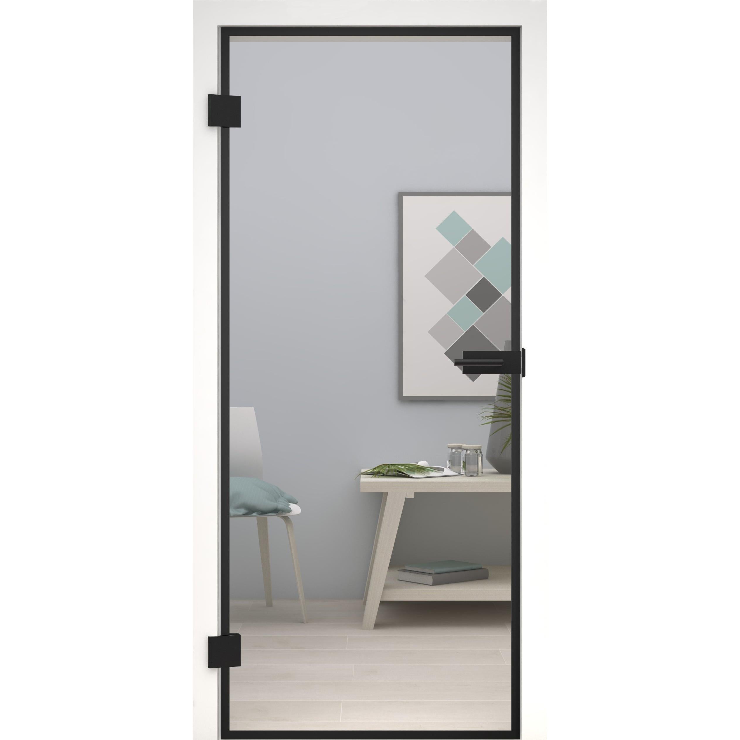 Glastür Loft-Design Modell P4 Klarglas-198,5 x 73,5 cm (Glasmaß 197,2 x 70,9 cm)-links-Montario