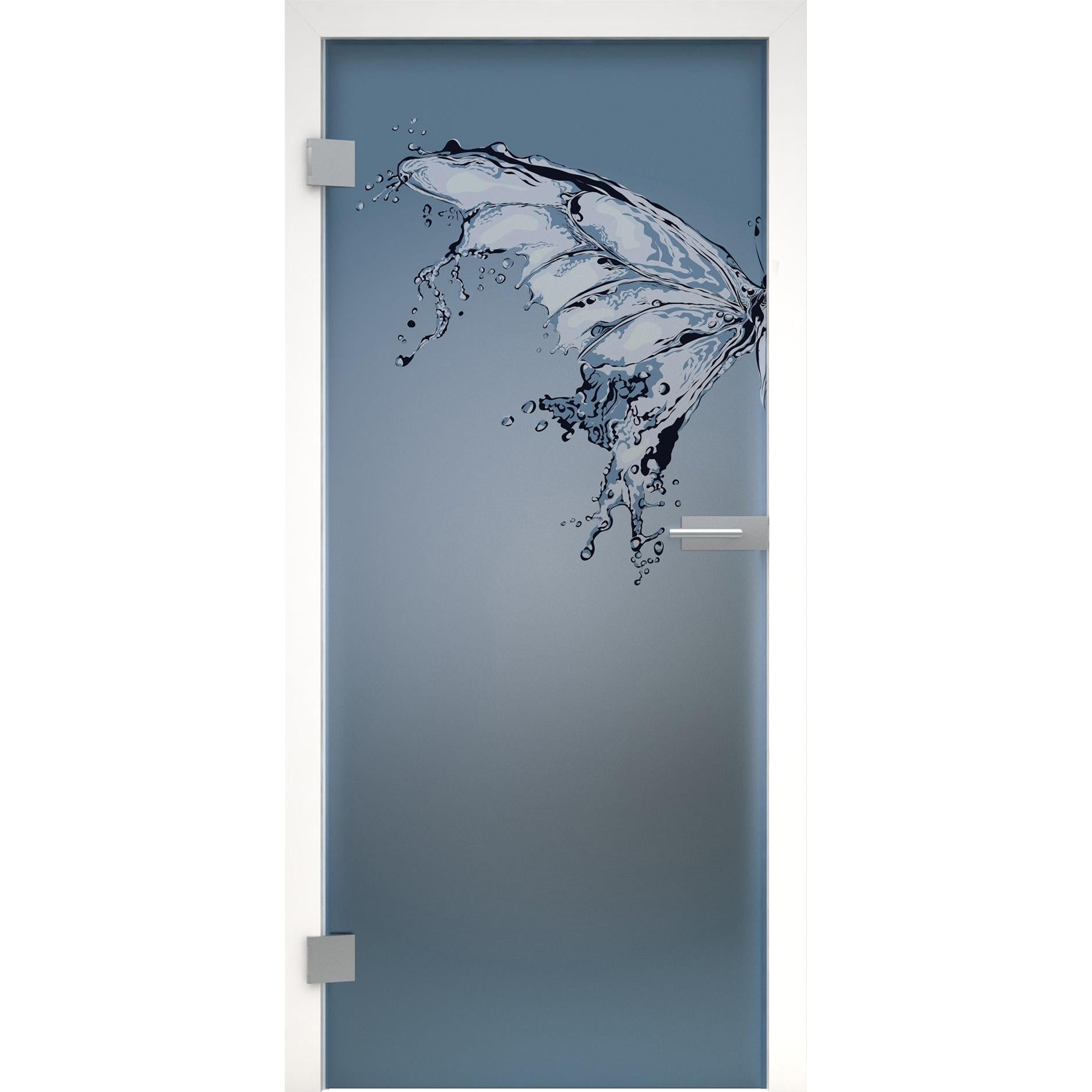 Glastür Motiva Wasser Klarglas-198,5 x 73,5 cm (Glasmaß 197,2 x 70,9 cm)-links-Montario
