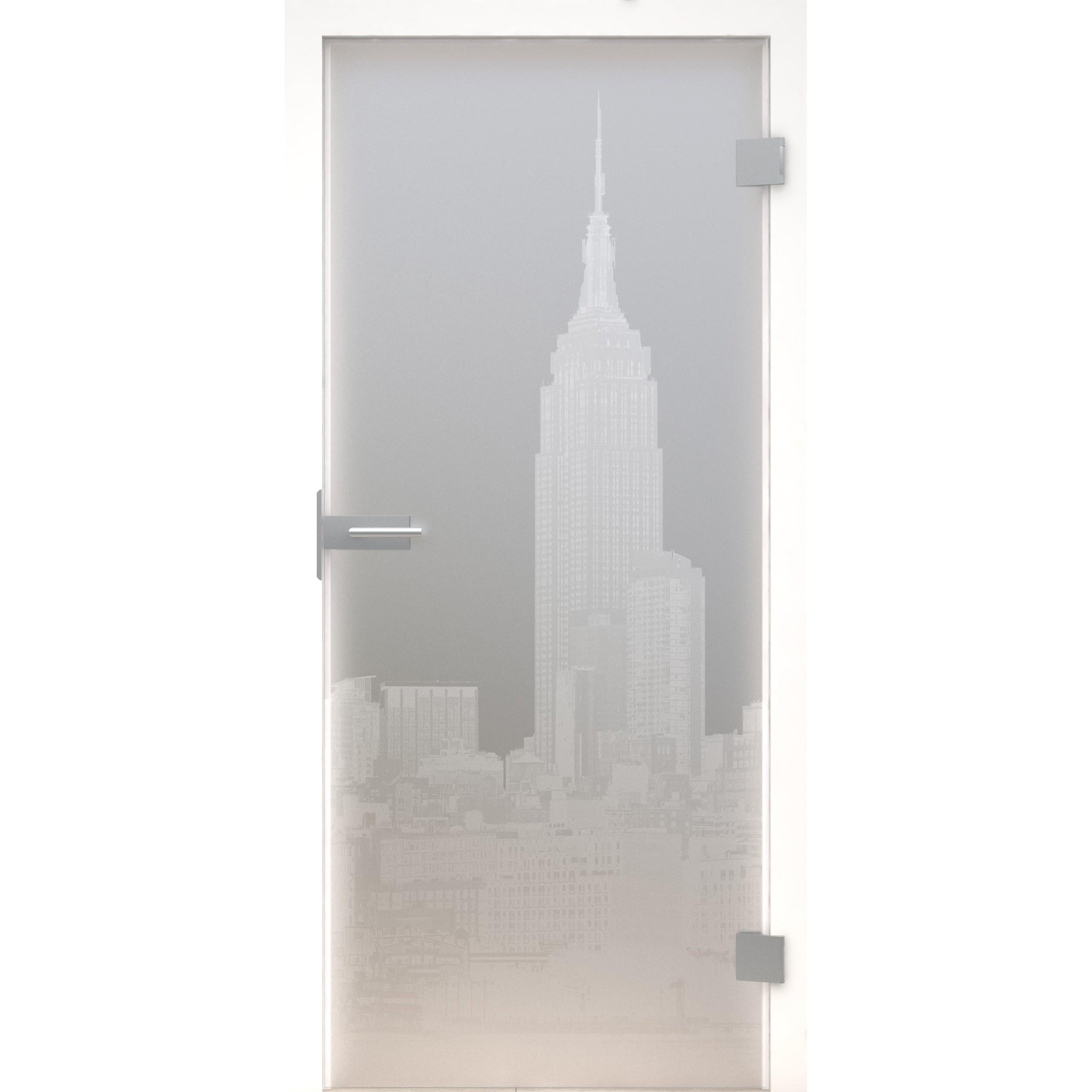 Glastür Skyline LaserArt 320 satiniert / matt-198,5 x 73,5 cm (Glasmaß 197,2 x 70,9 cm)-rechts-Montario