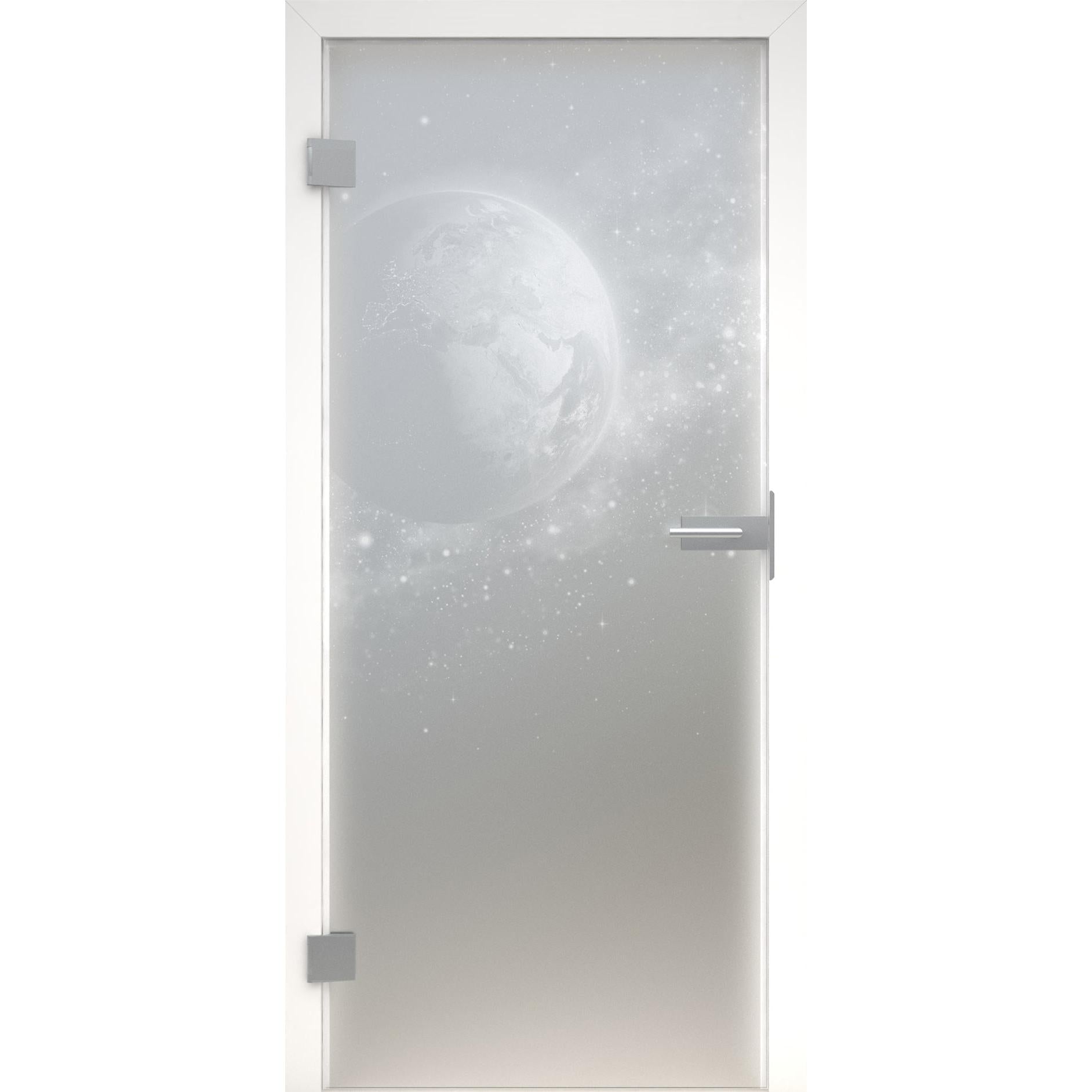 Glastür Sternenflug LaserArt 323 satiniert / matt-198,5 x 73,5 cm (Glasmaß 197,2 x 70,9 cm)-links-Montario