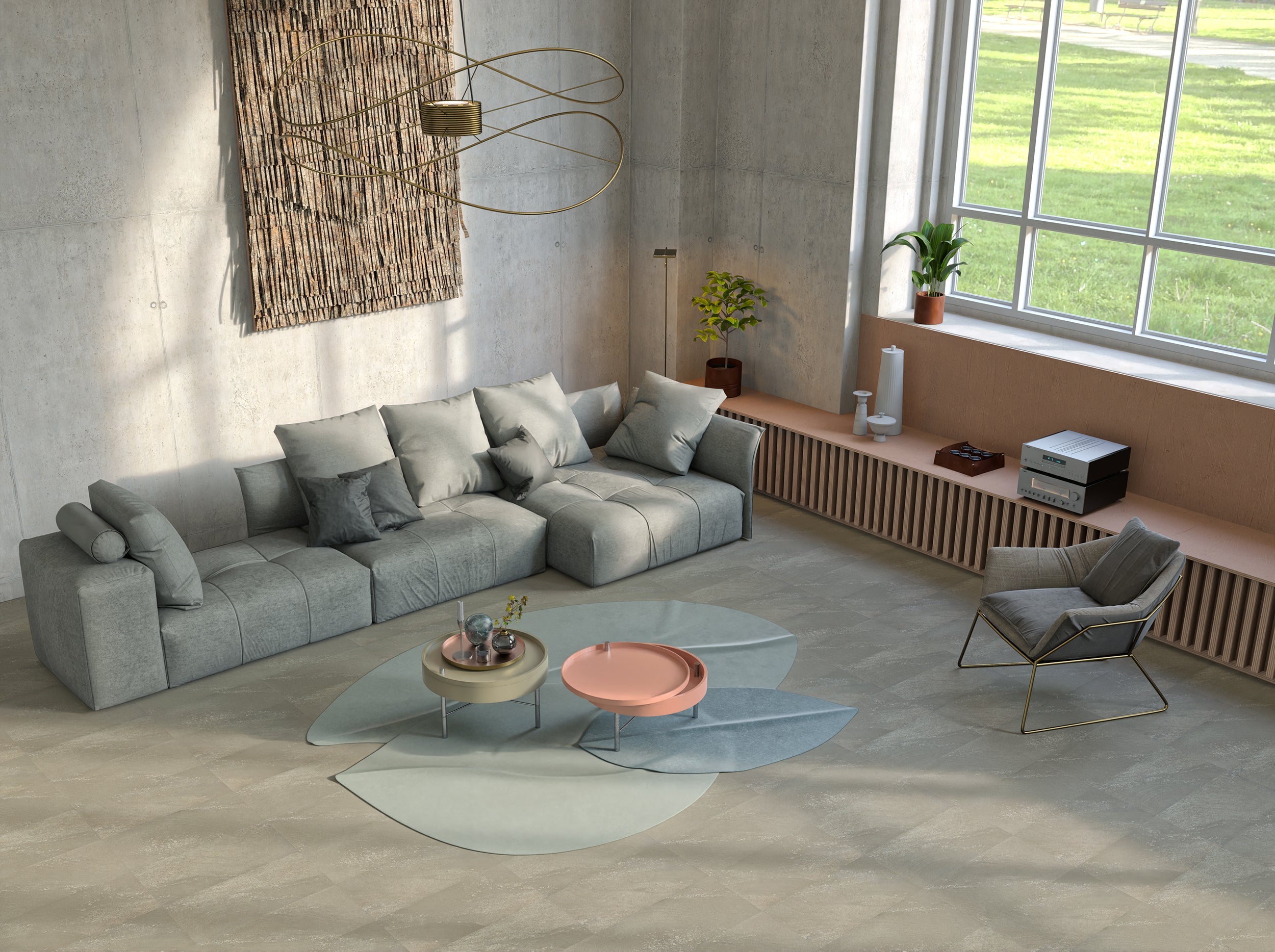 Klebe-Vinyl Smart Steinoptik Siena Fliese leicht strukturiert