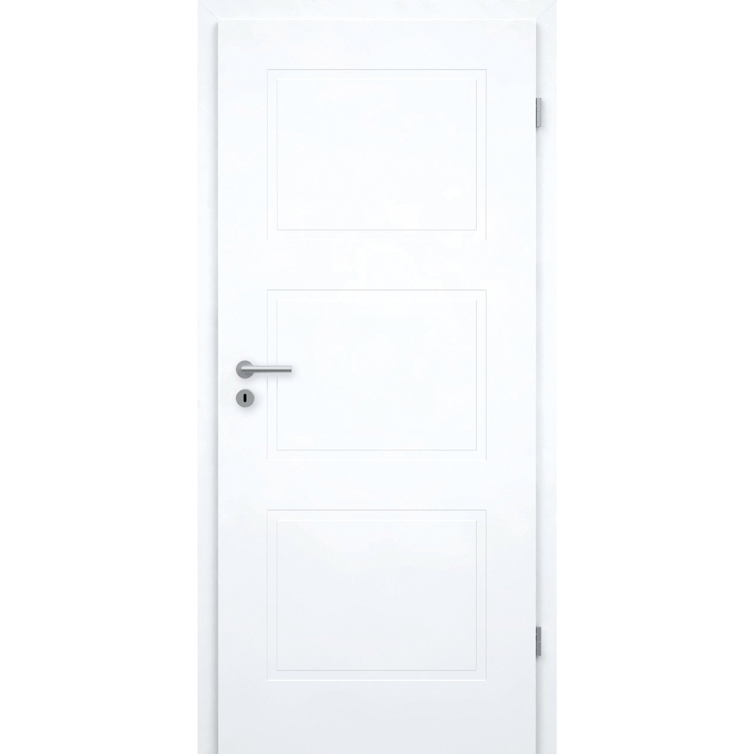 Wohnungseingangstür mit Zarge brillant-weiß 3 Kassetten Designkante SK2 / KK3 - Modell Stiltür M33