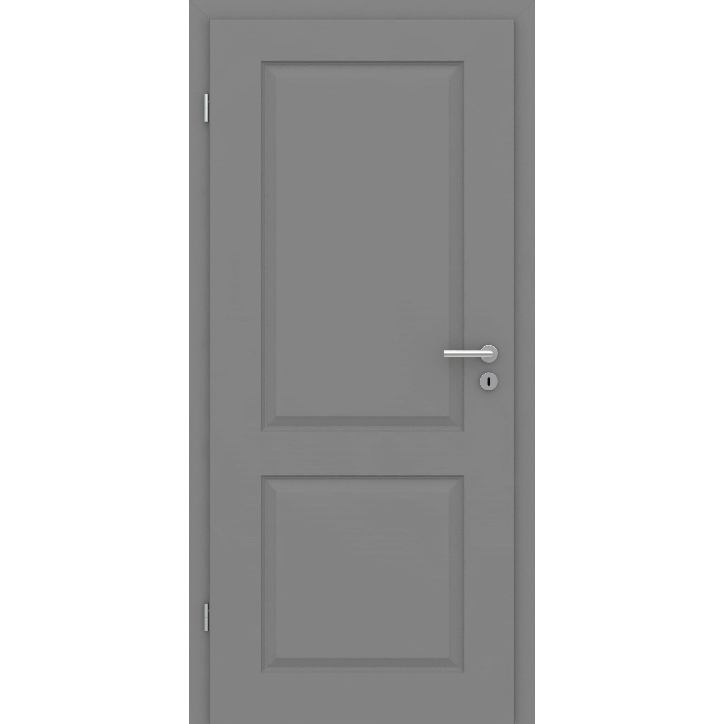 Wohnungseingangstür mit Zarge grau 2 Kassetten Designkante SK1 / KK3 - Modell Stiltür K27